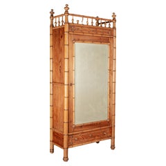 Retro 19th Century French Faux Bamboo Armoire or Wardrobe