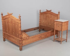 19th Century French Faux Bamboo Bed and Nightstand