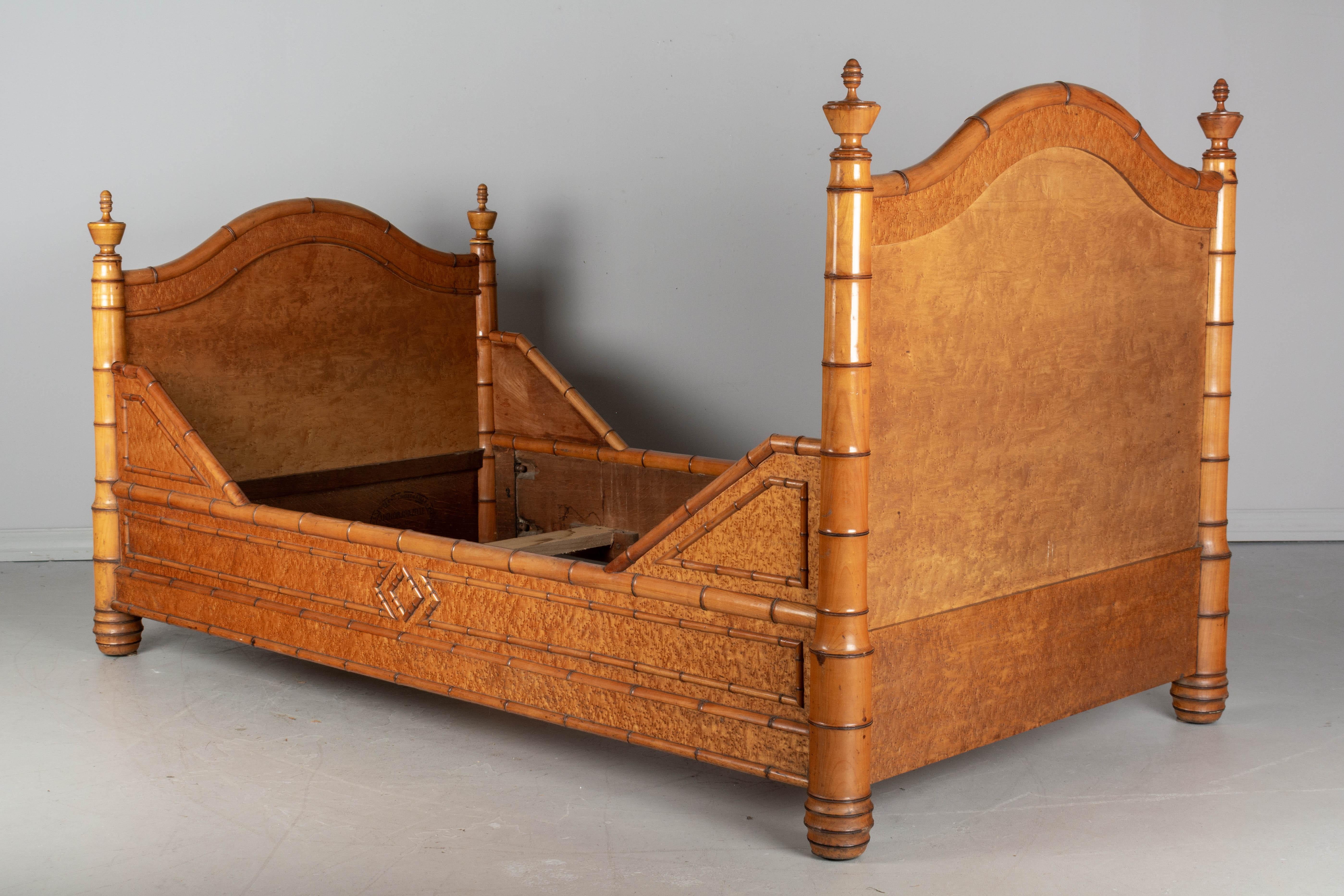 Hand-Crafted 19th Century French Faux Bamboo Bed