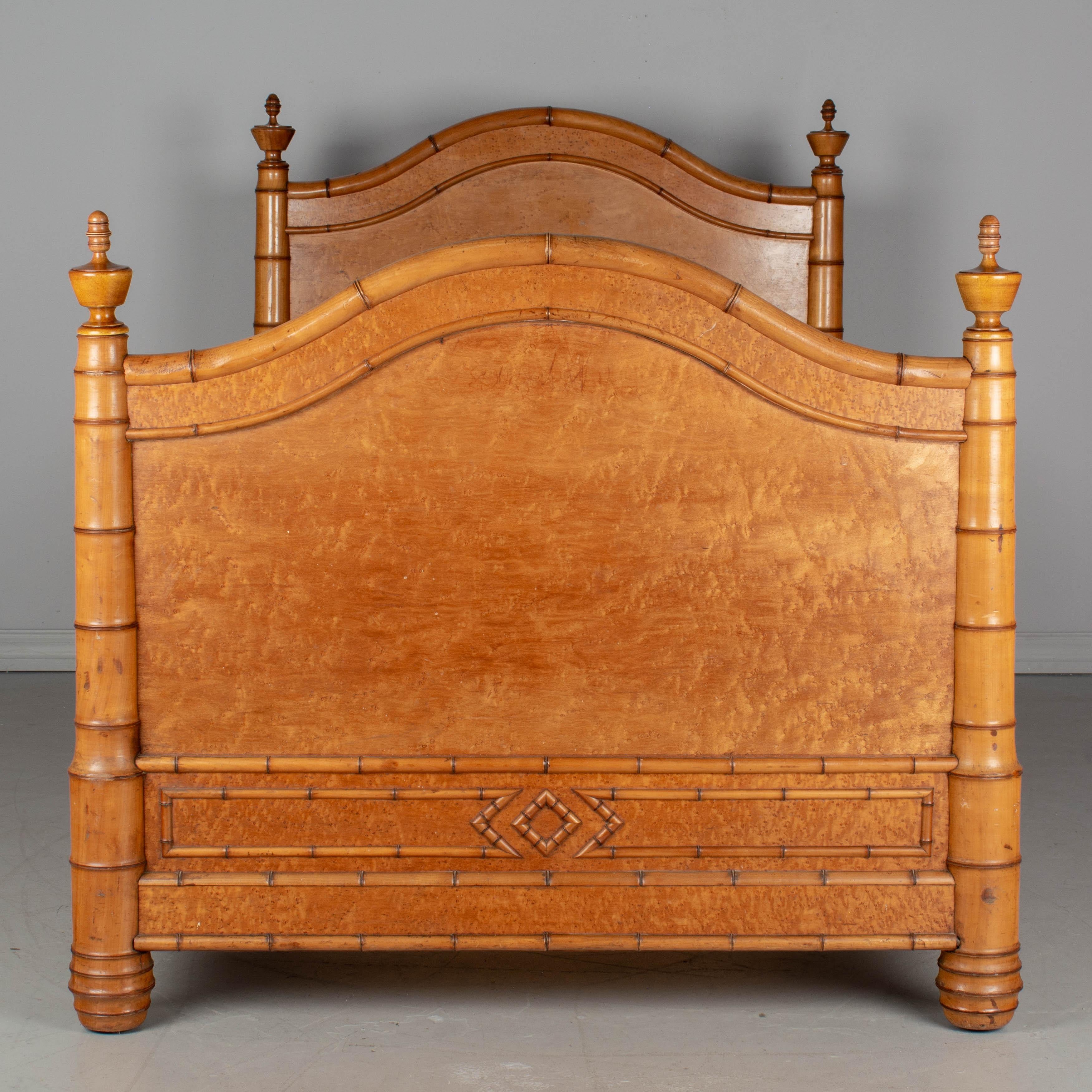 Cherry 19th Century French Faux Bamboo Bed