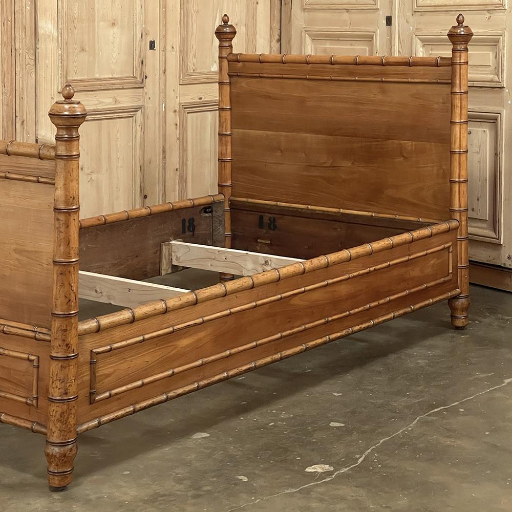Hand-Crafted 19th Century French Faux Bamboo Bed For Sale