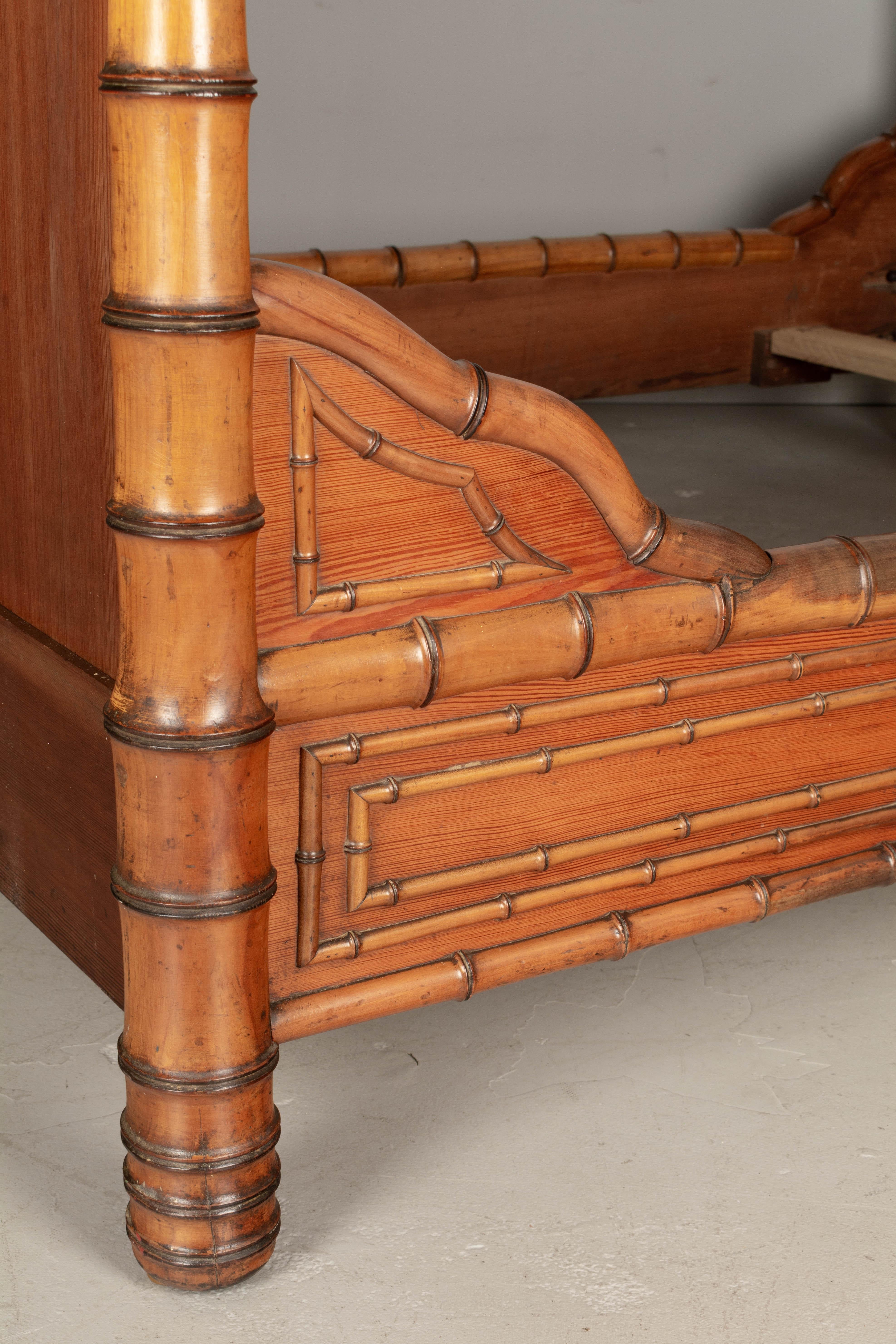 19th Century French Faux Bamboo Bed 4
