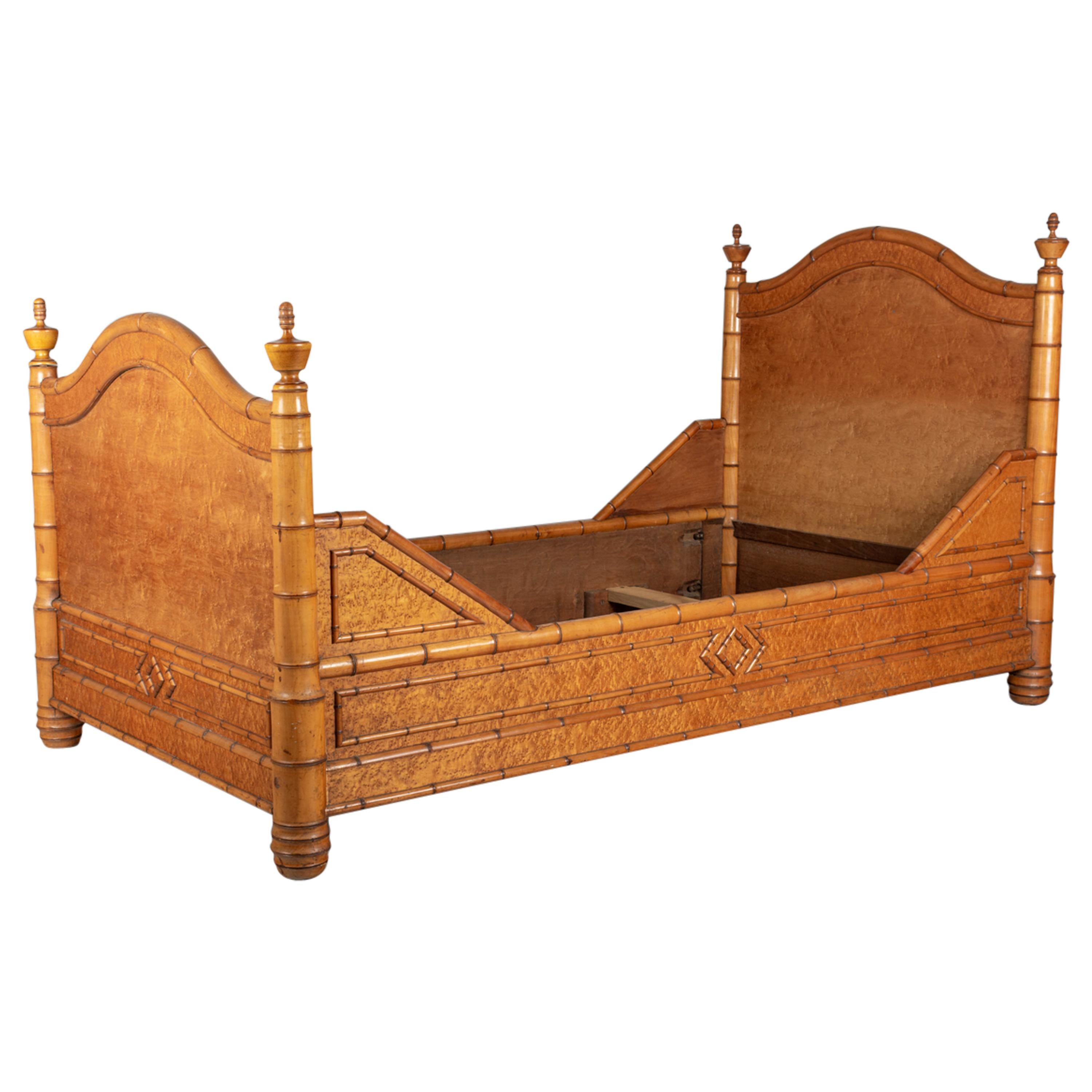 19th Century French Faux Bamboo Bed