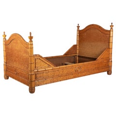 Antique 19th Century French Faux Bamboo Bed
