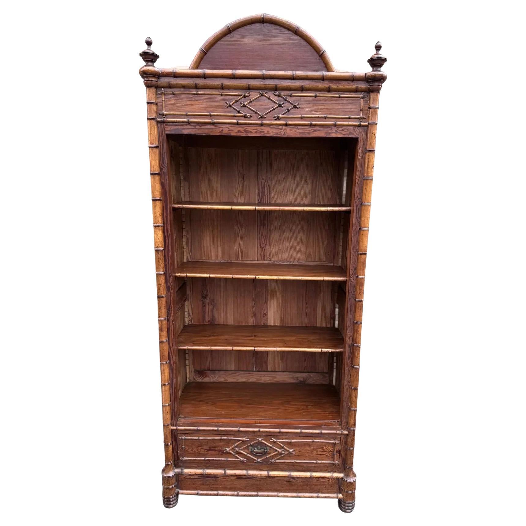 19th Century French Faux Bamboo Bookcase