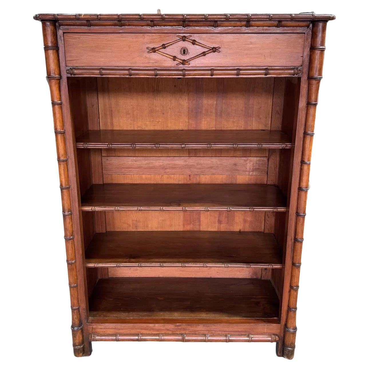 Libreria francese in finto bambù del XIX secolo