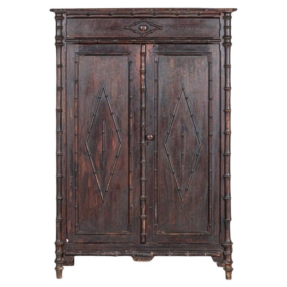 Armoire de buffet française du 19ème siècle en faux bambou