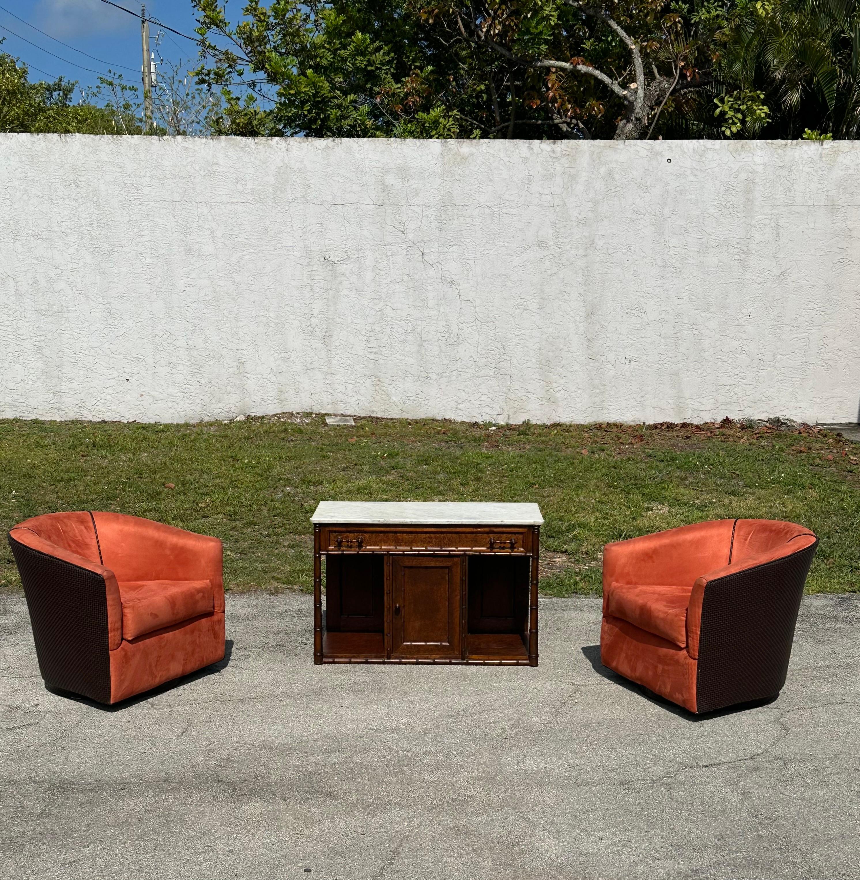Französische Kommode/ Sideboard aus Kunstbambus, Wurzelholz und weißem Marmor, 19. Jahrhundert im Angebot 10