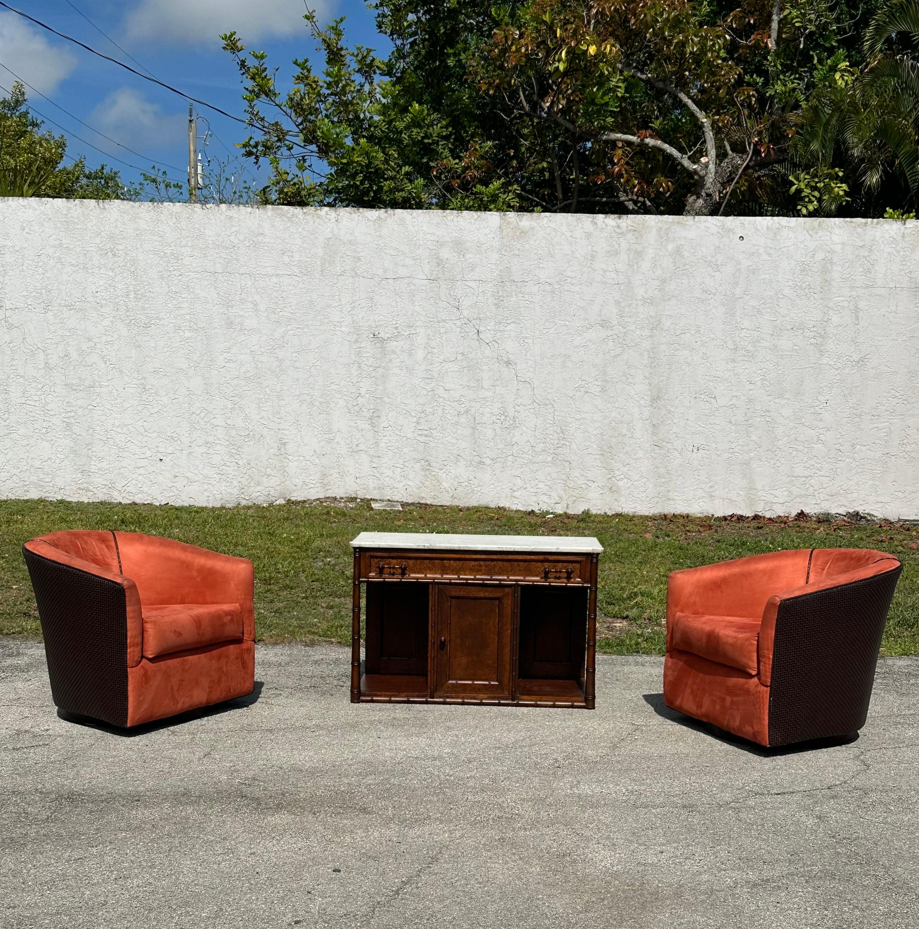 Französische Kommode/ Sideboard aus Kunstbambus, Wurzelholz und weißem Marmor, 19. Jahrhundert im Angebot 11