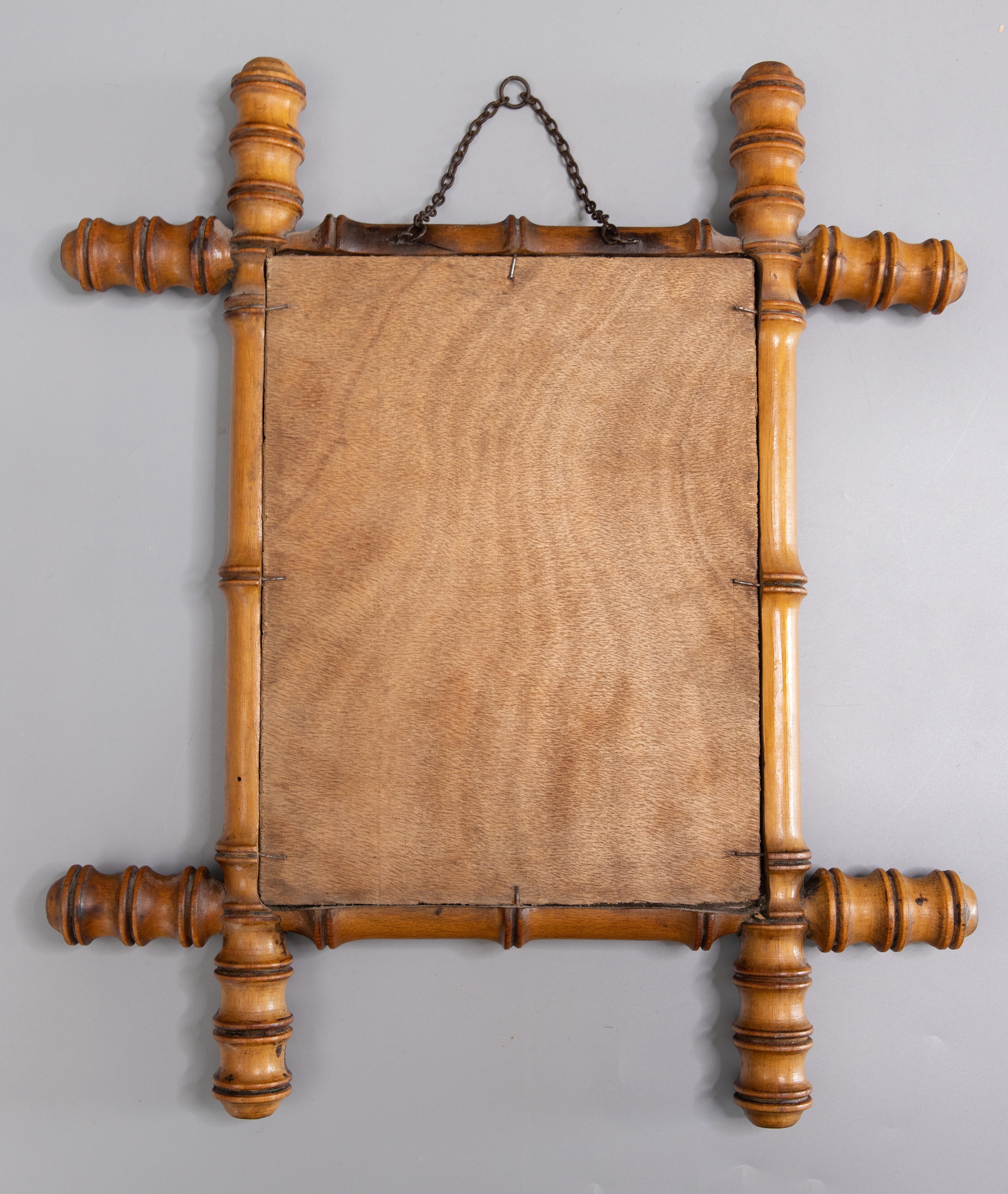 19th Century French Faux Bamboo Carved Mirror For Sale 2