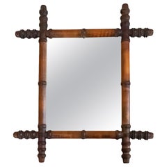 19th Century French Faux Bamboo Carved Mirror