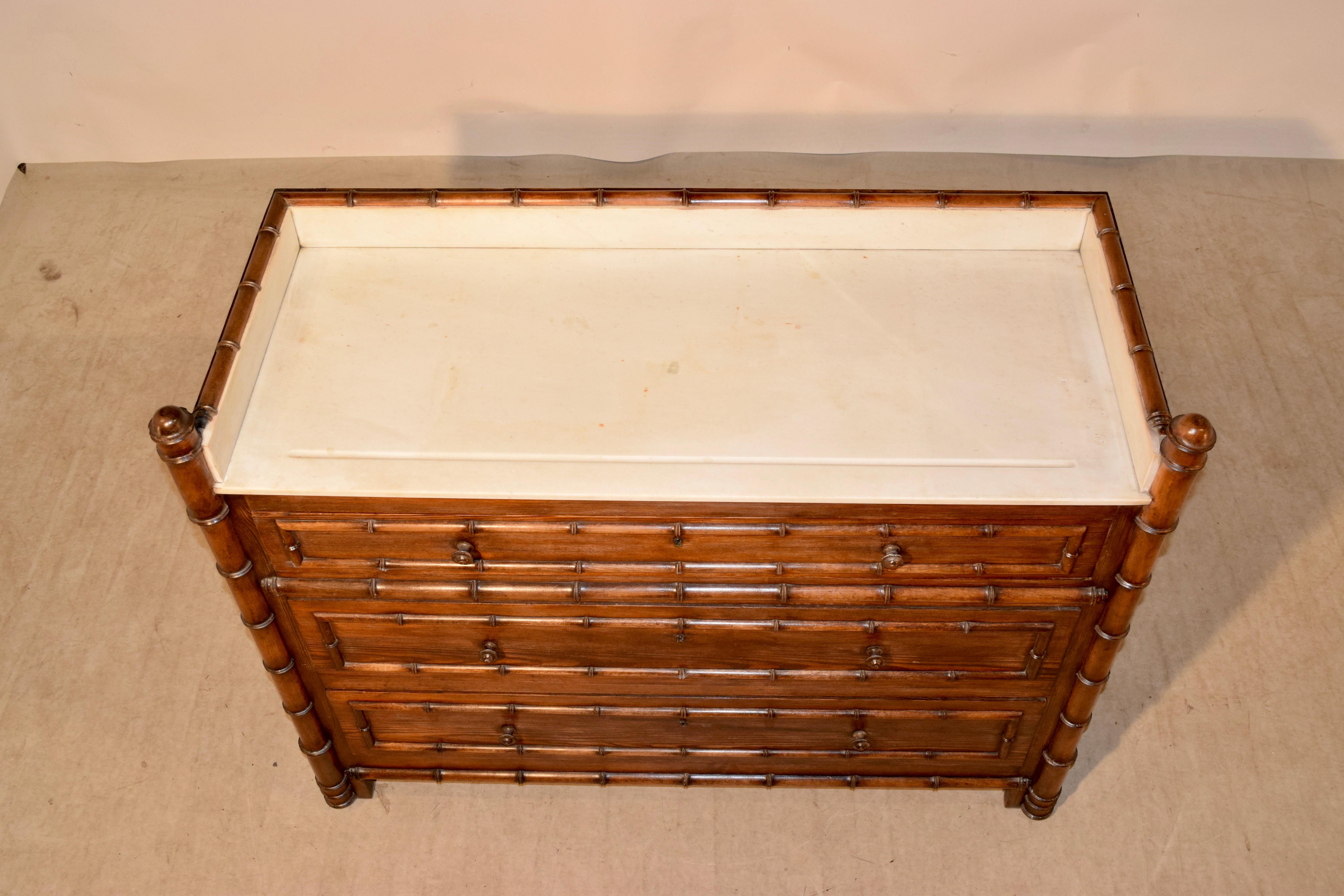 Art Nouveau 19th Century, French Faux Bamboo Chest