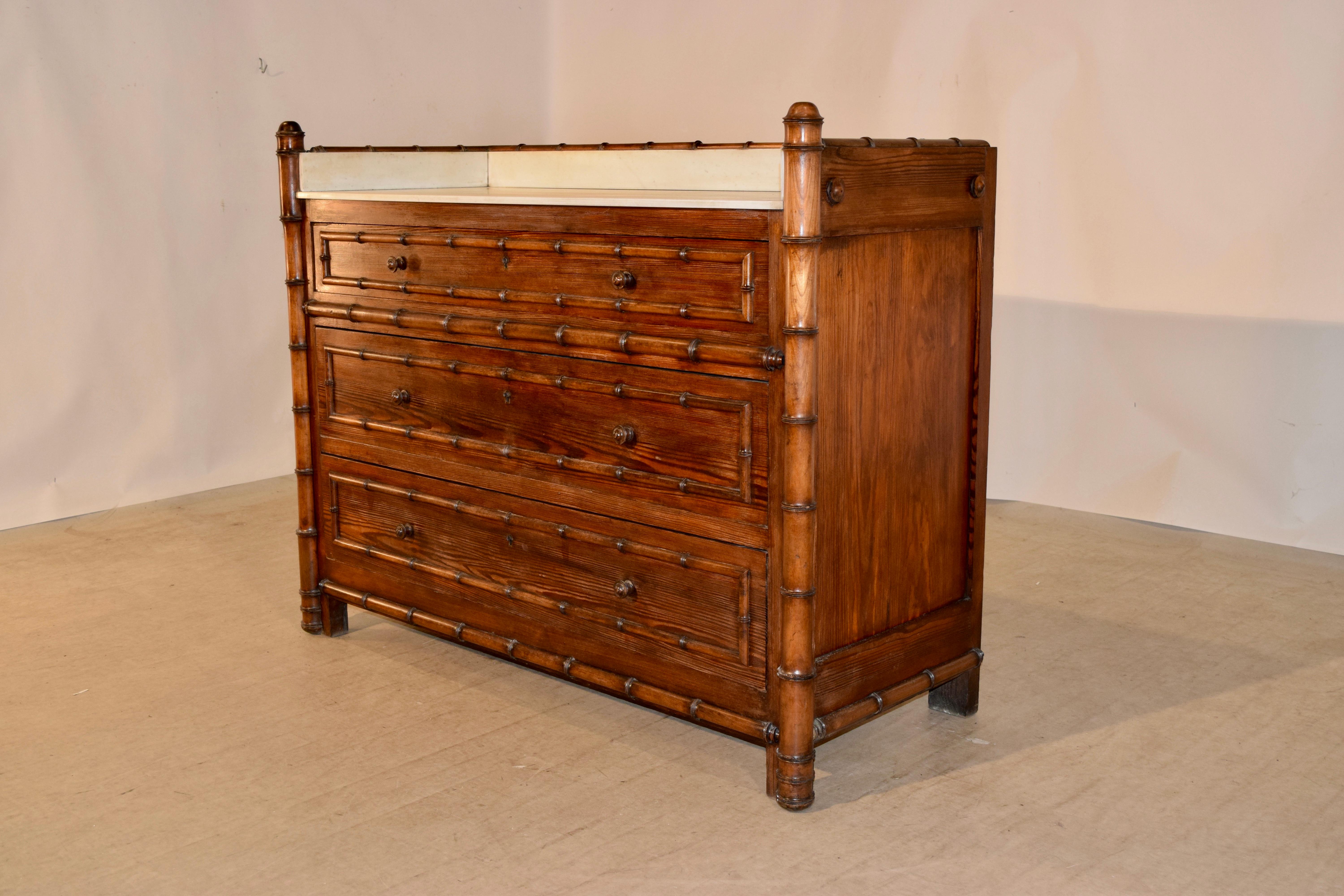 19th Century, French Faux Bamboo Chest In Good Condition In High Point, NC