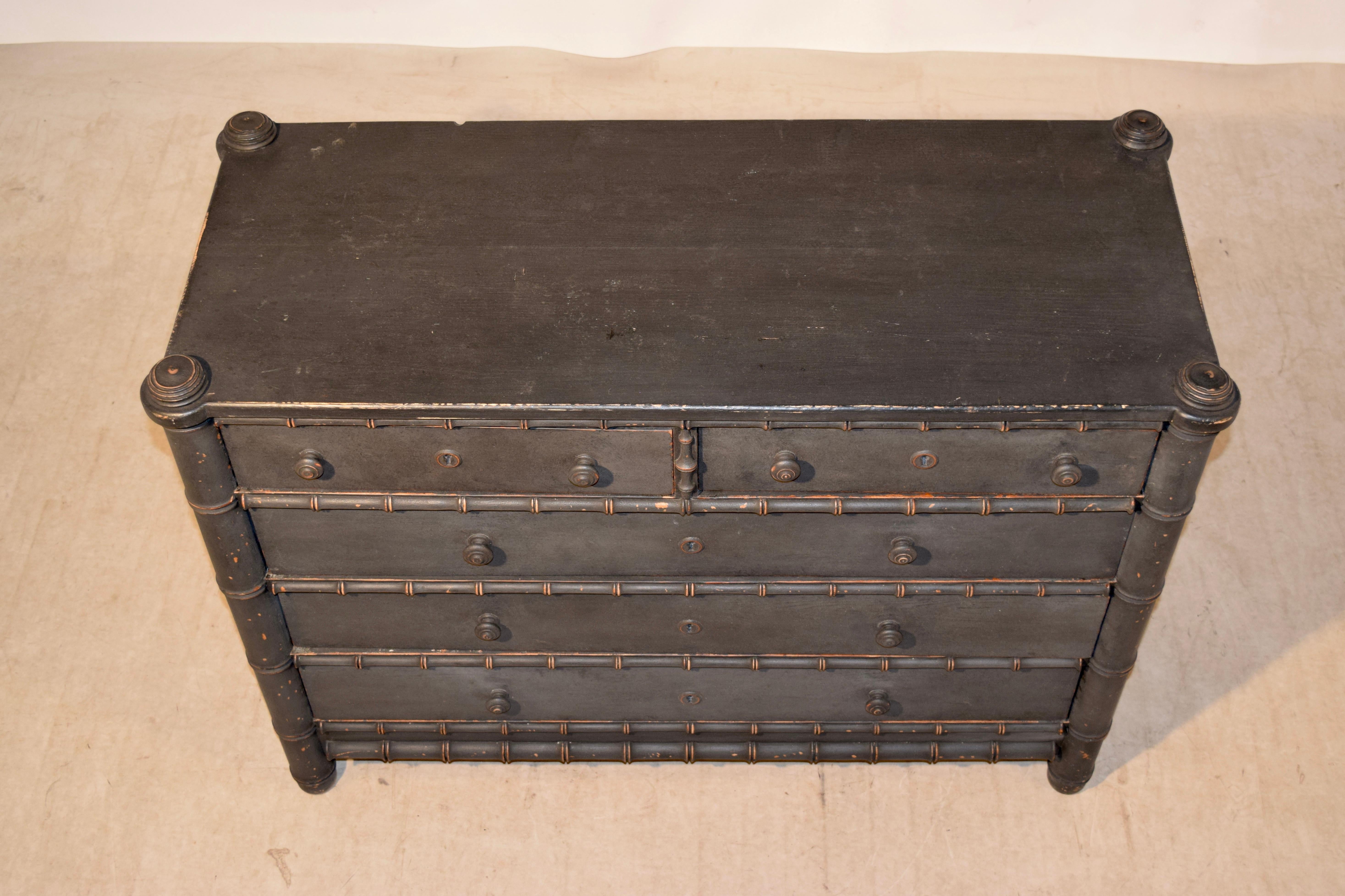 Art Nouveau 19th Century French Faux Bamboo Chest