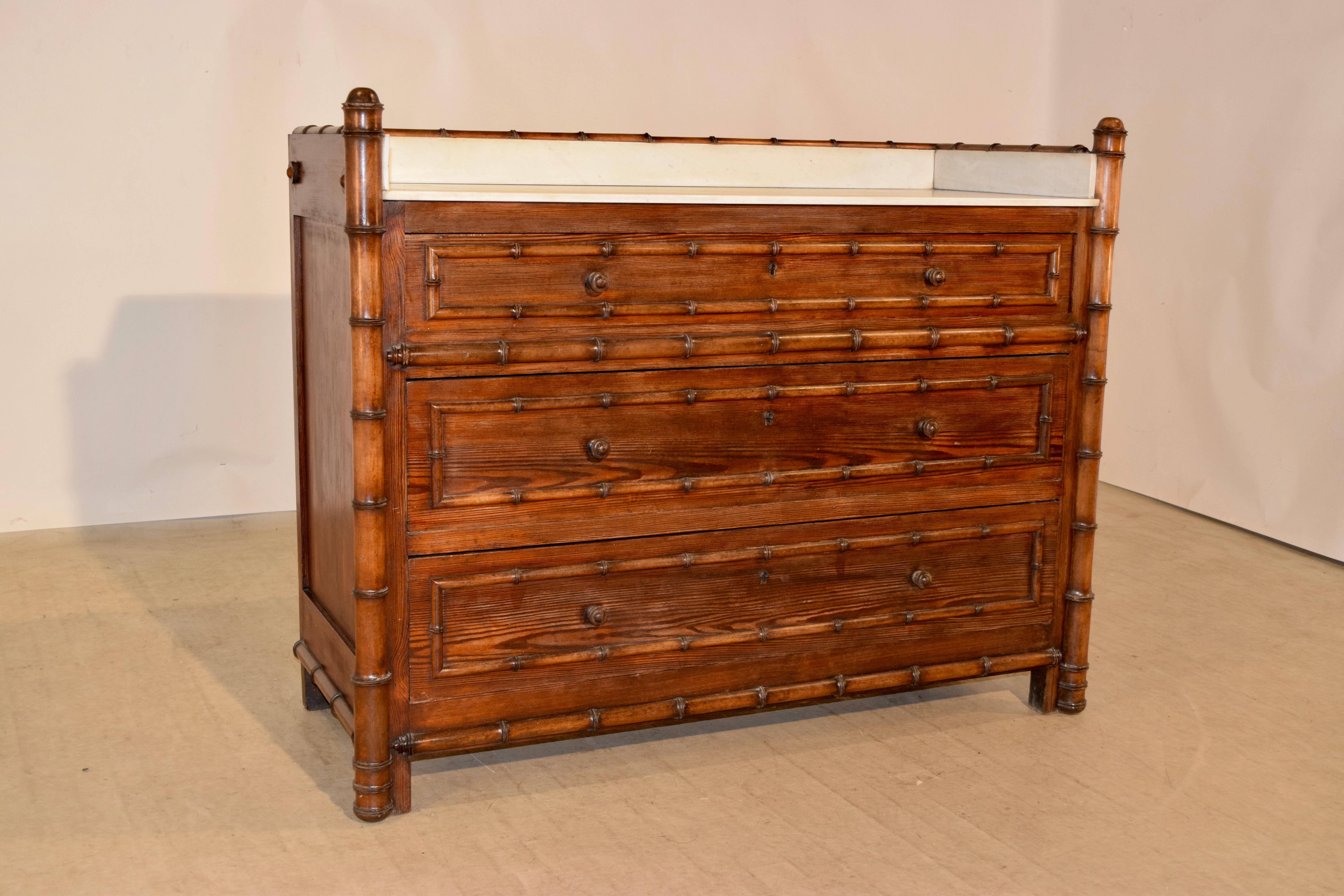 19th Century, French Faux Bamboo Chest 3