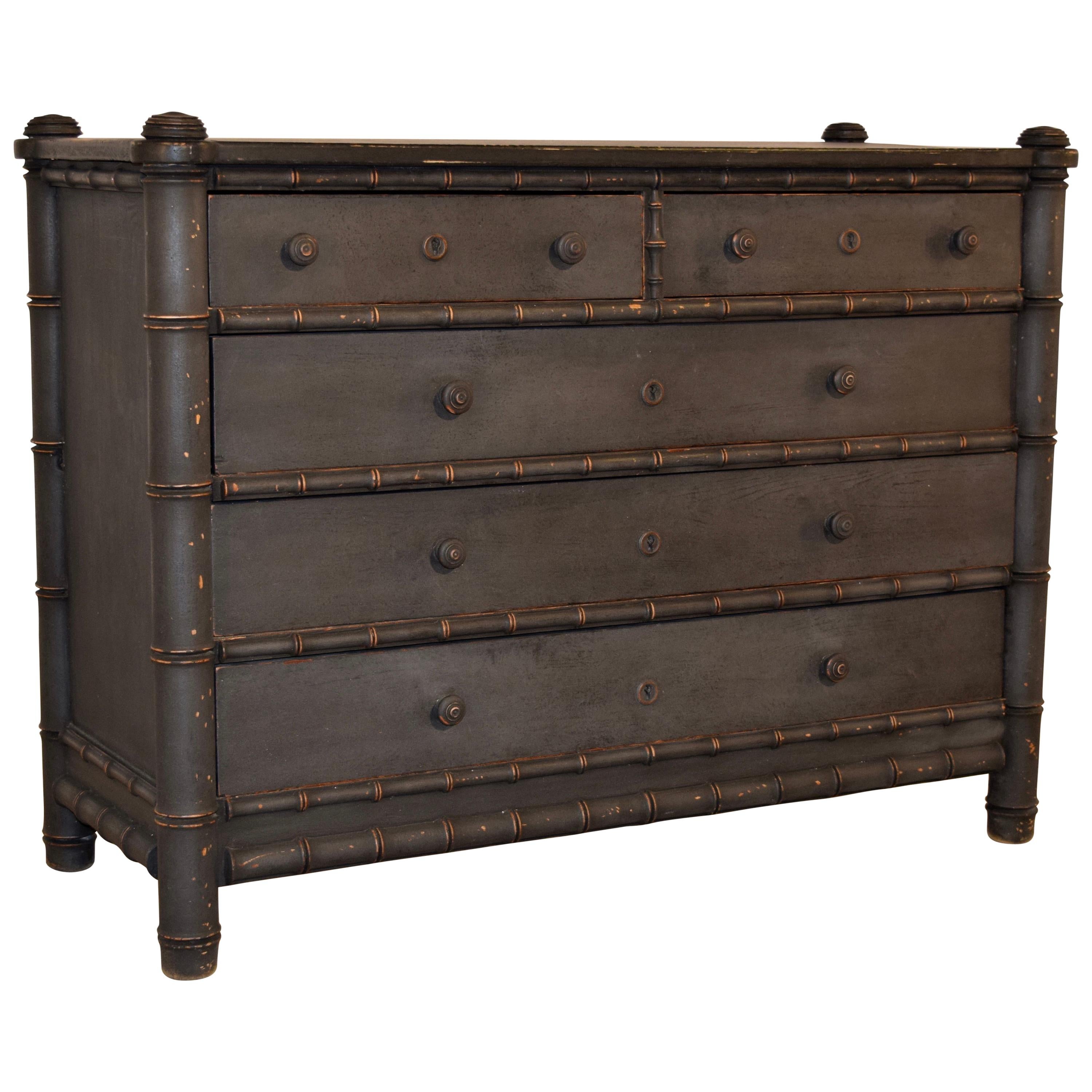 19th Century French Faux Bamboo Chest