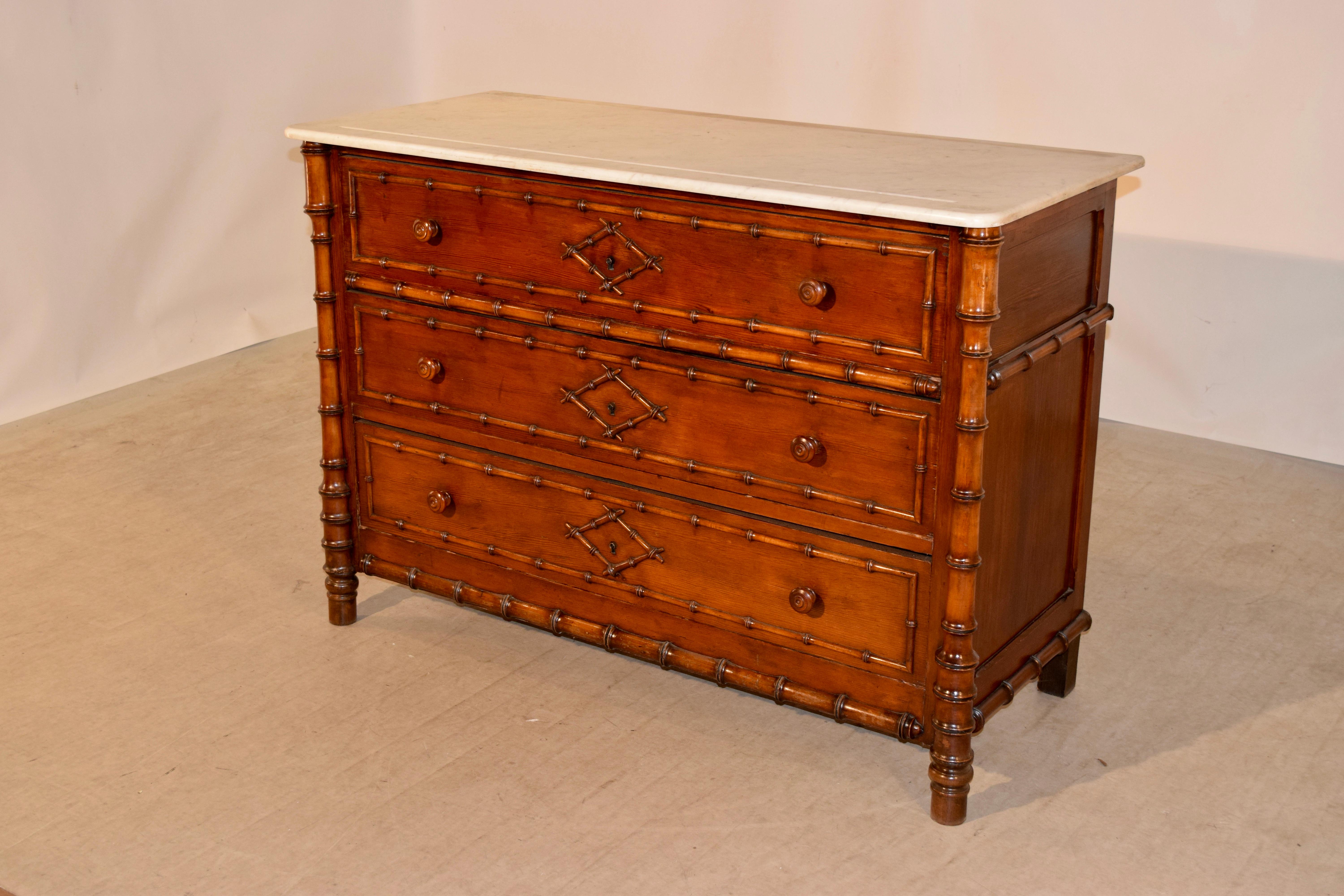 19th Century French Faux Bamboo Chest of Drawers (Art nouveau)