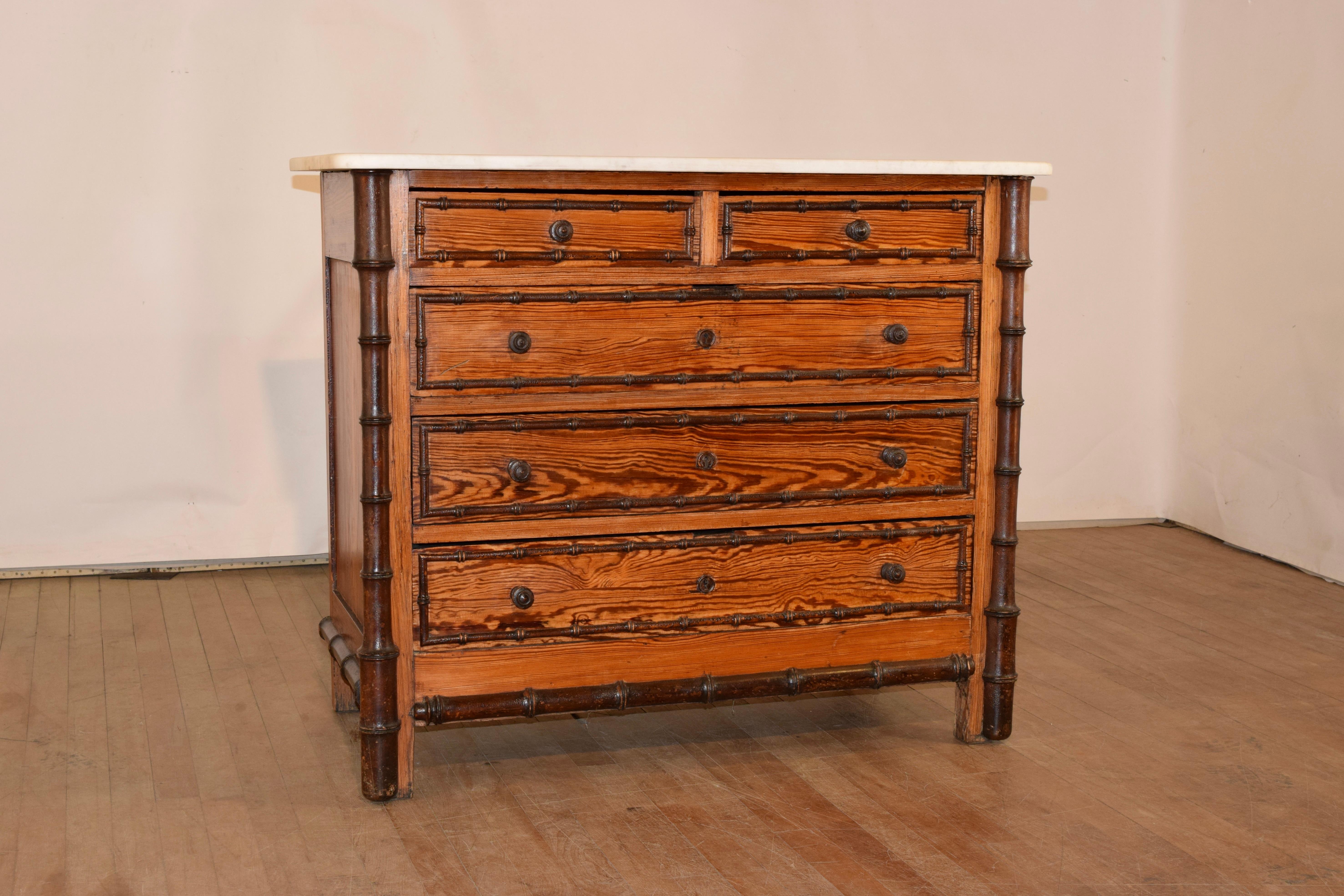 Art Nouveau 19th Century French Faux Bamboo Chest of Drawers