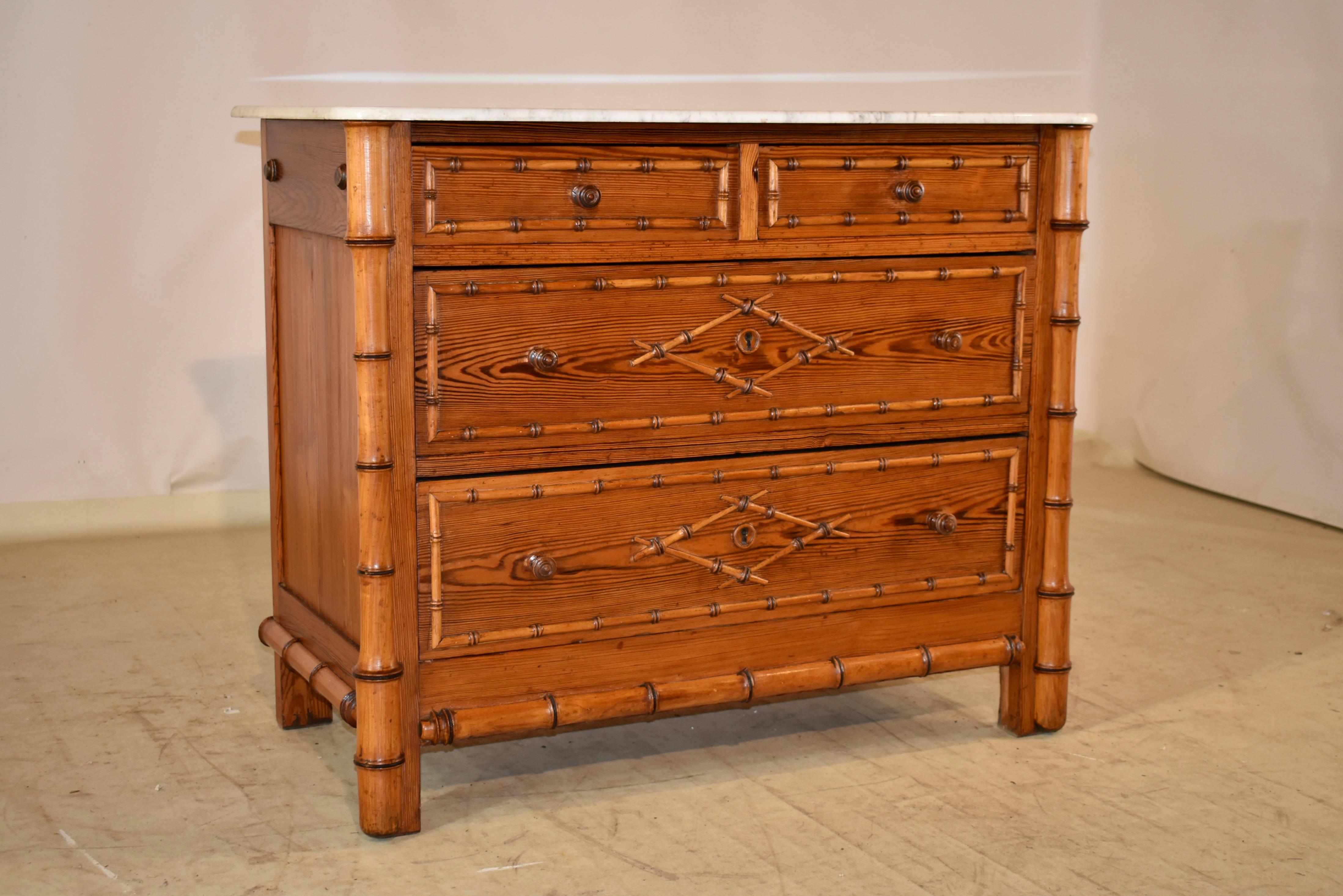 Art Nouveau 19th Century French Faux Bamboo Chest of Drawers  For Sale