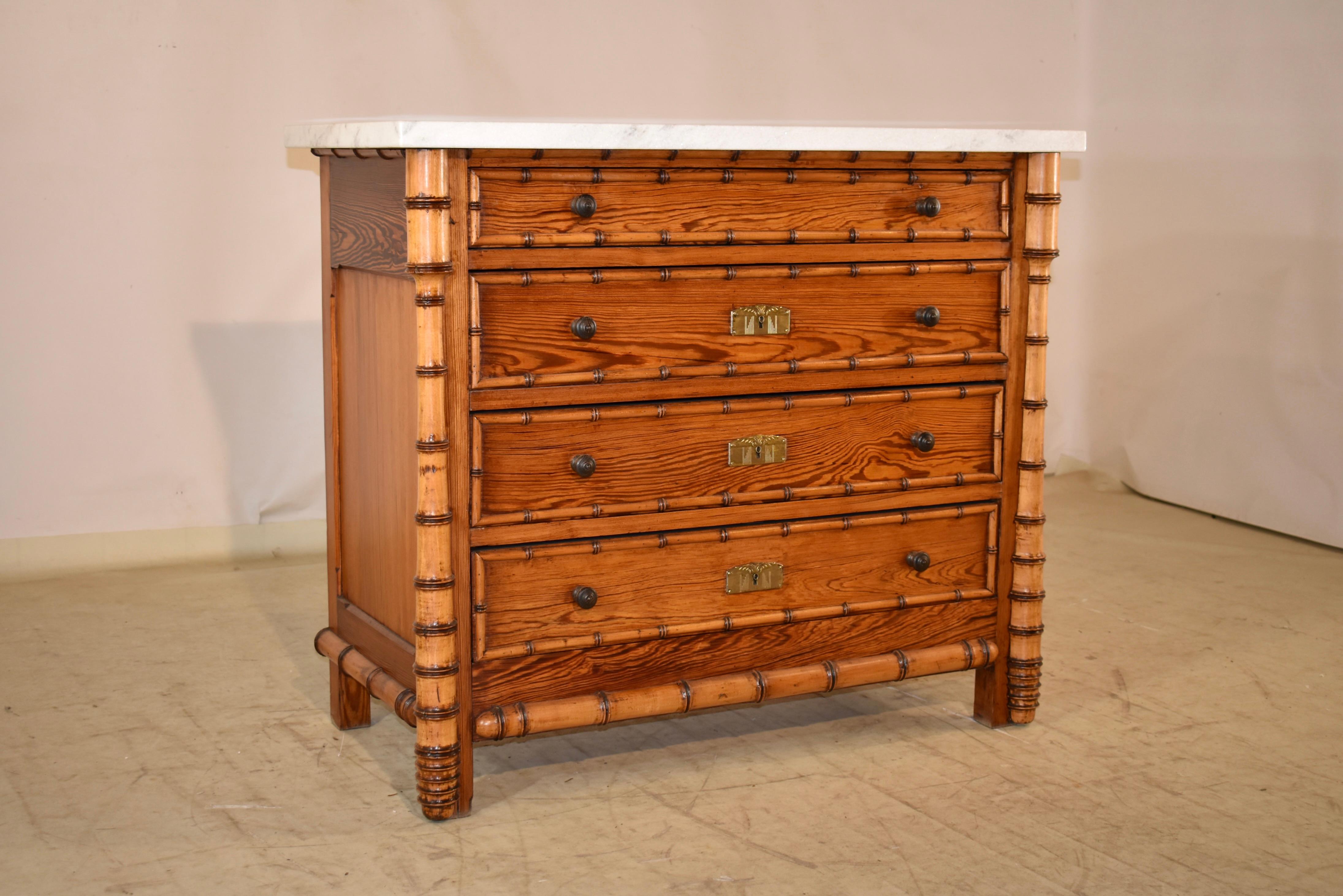 Art Nouveau 19th Century French Faux Bamboo Chest of Drawers For Sale