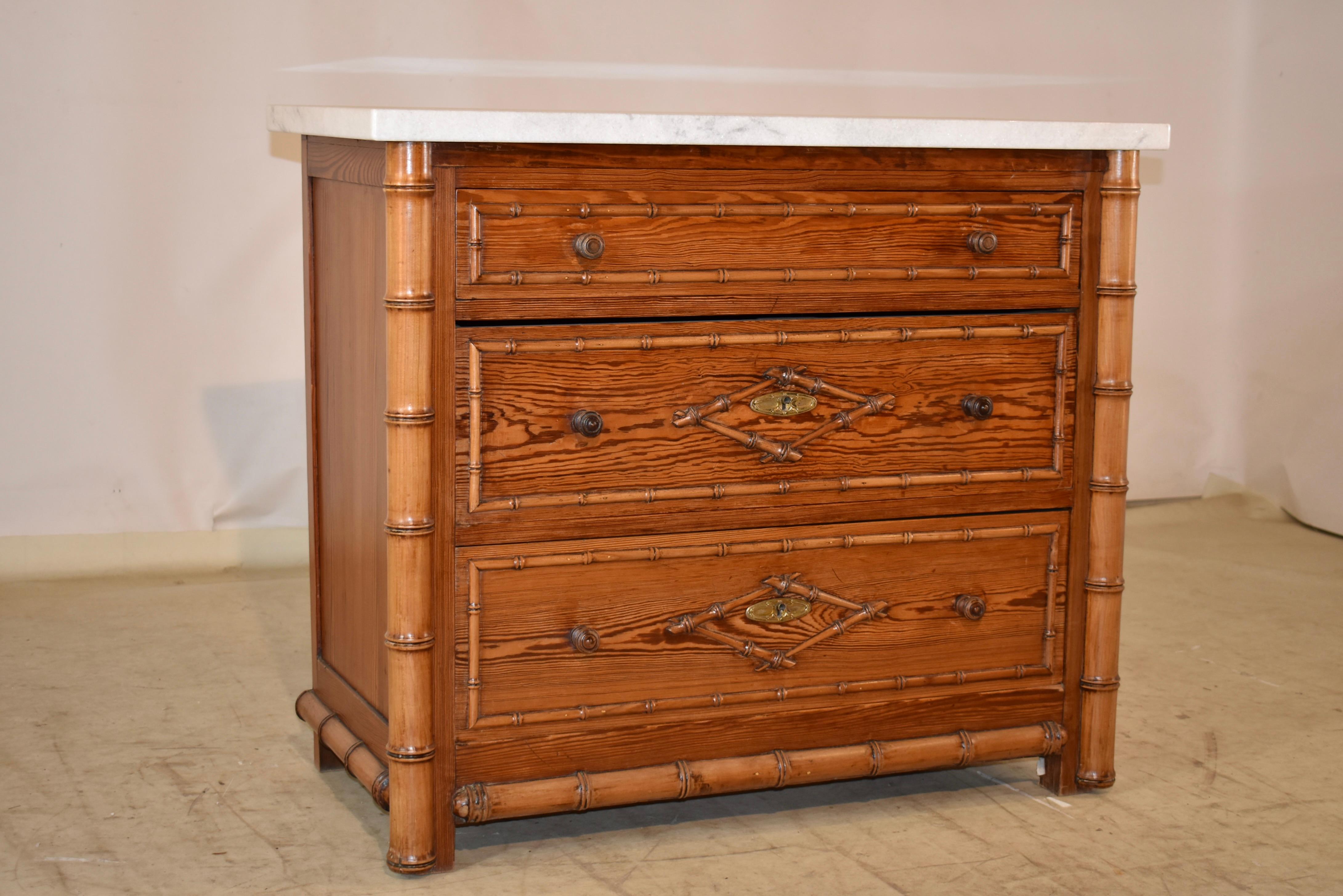 Art Nouveau 19th Century French Faux Bamboo Chest of Drawers For Sale