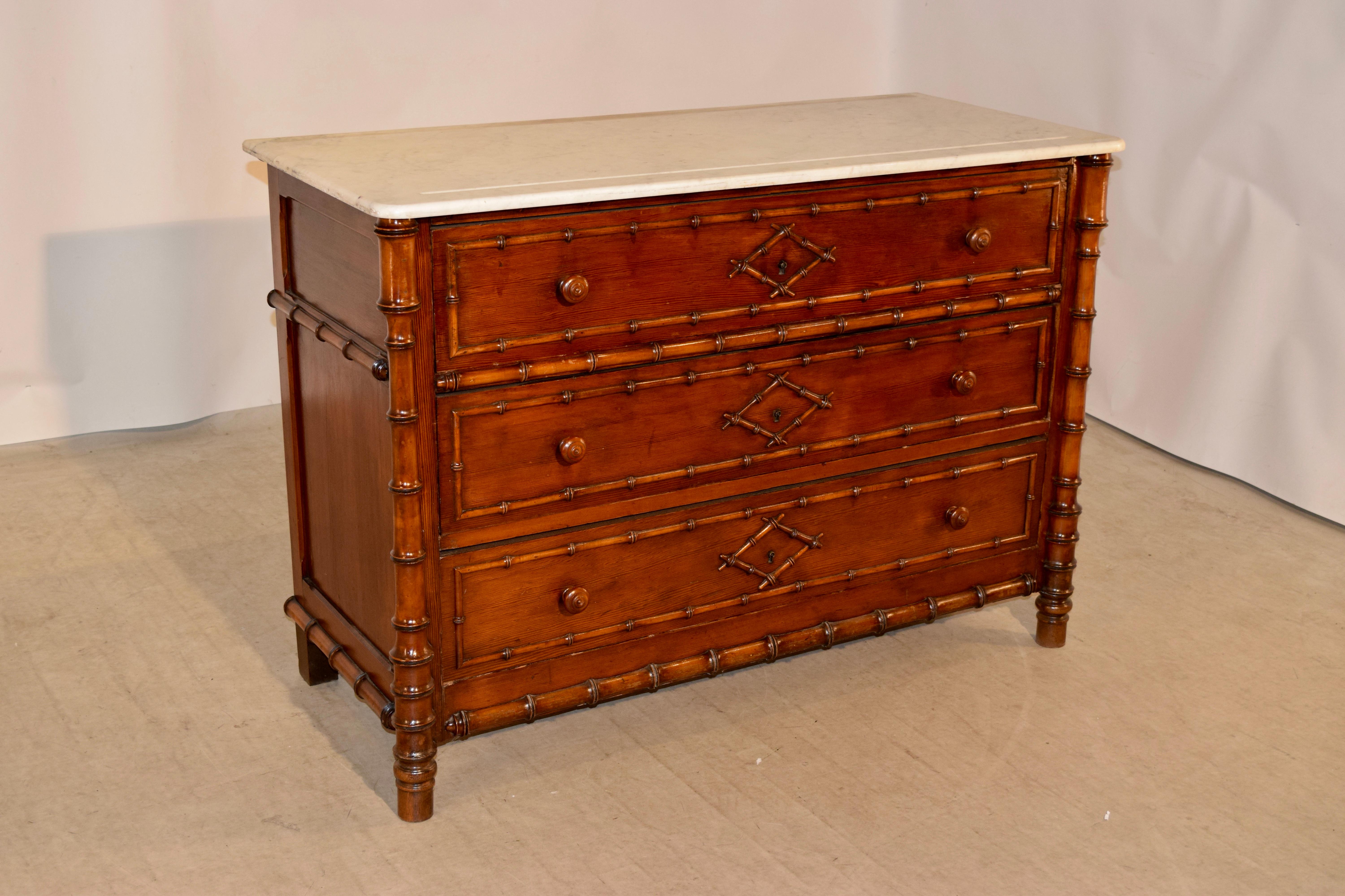 Art Nouveau 19th Century French Faux Bamboo Chest of Drawers