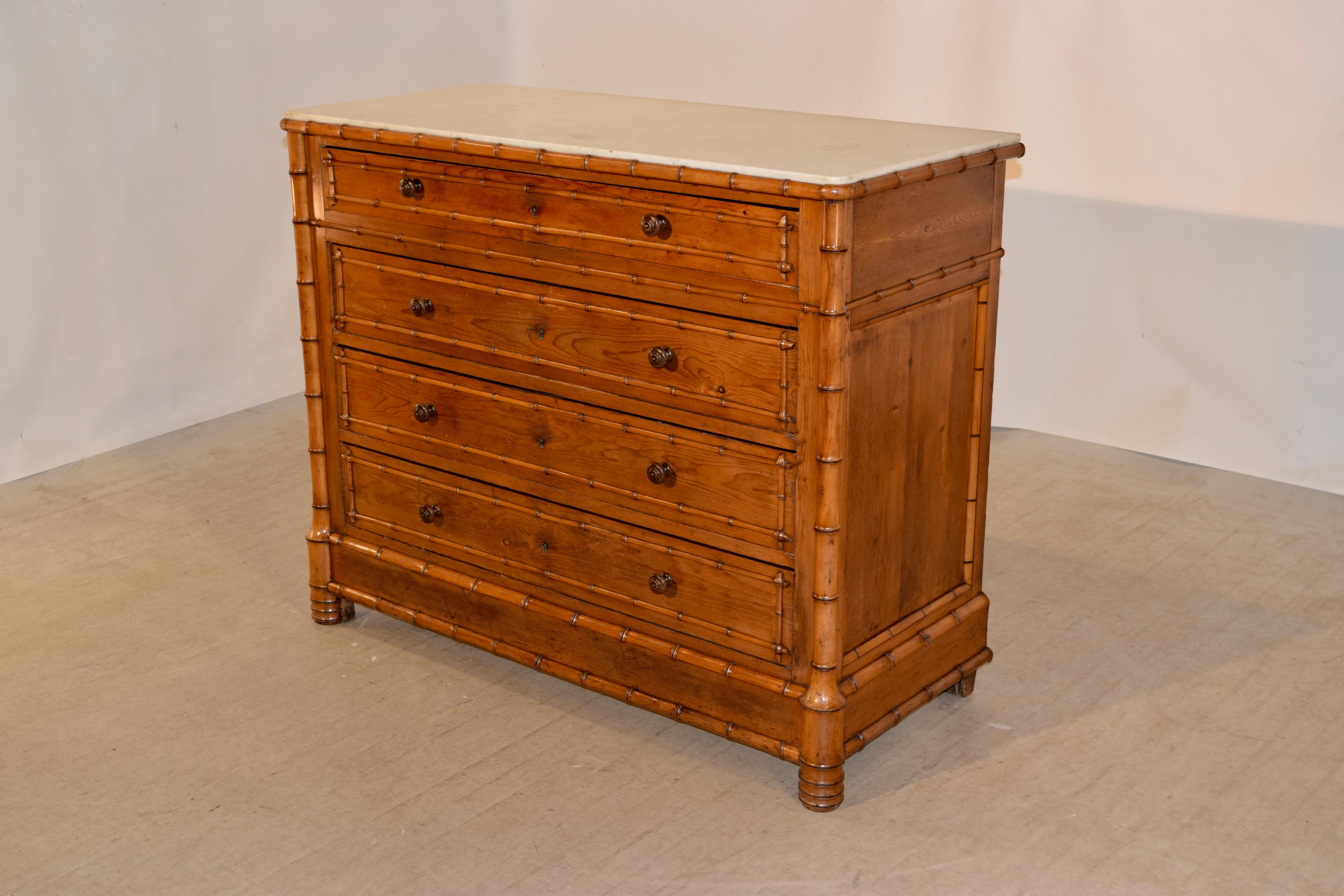 19th Century French Faux Bamboo Chest of Drawers In Good Condition In High Point, NC