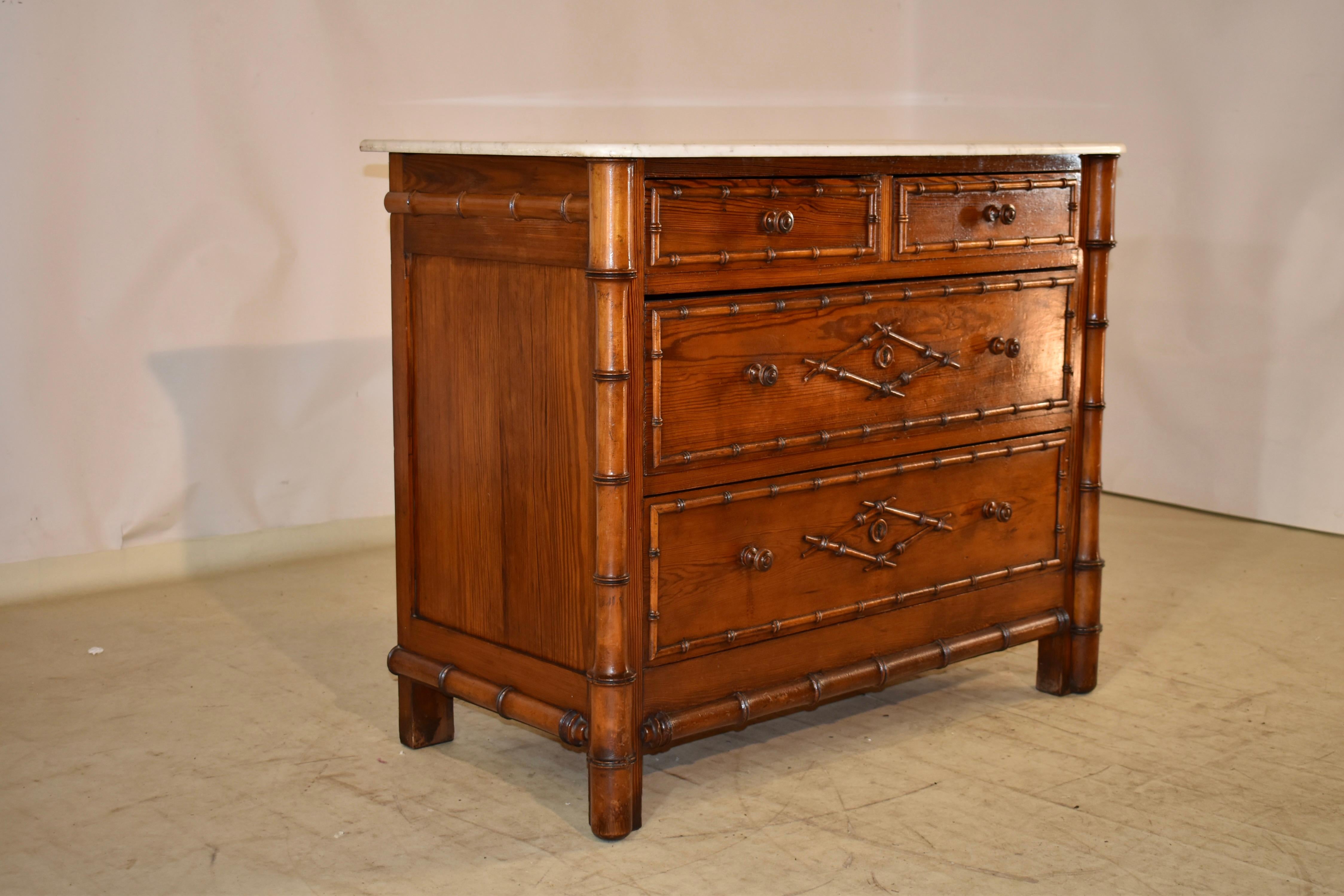 19th Century French Faux Bamboo Chest of Drawers In Good Condition For Sale In High Point, NC