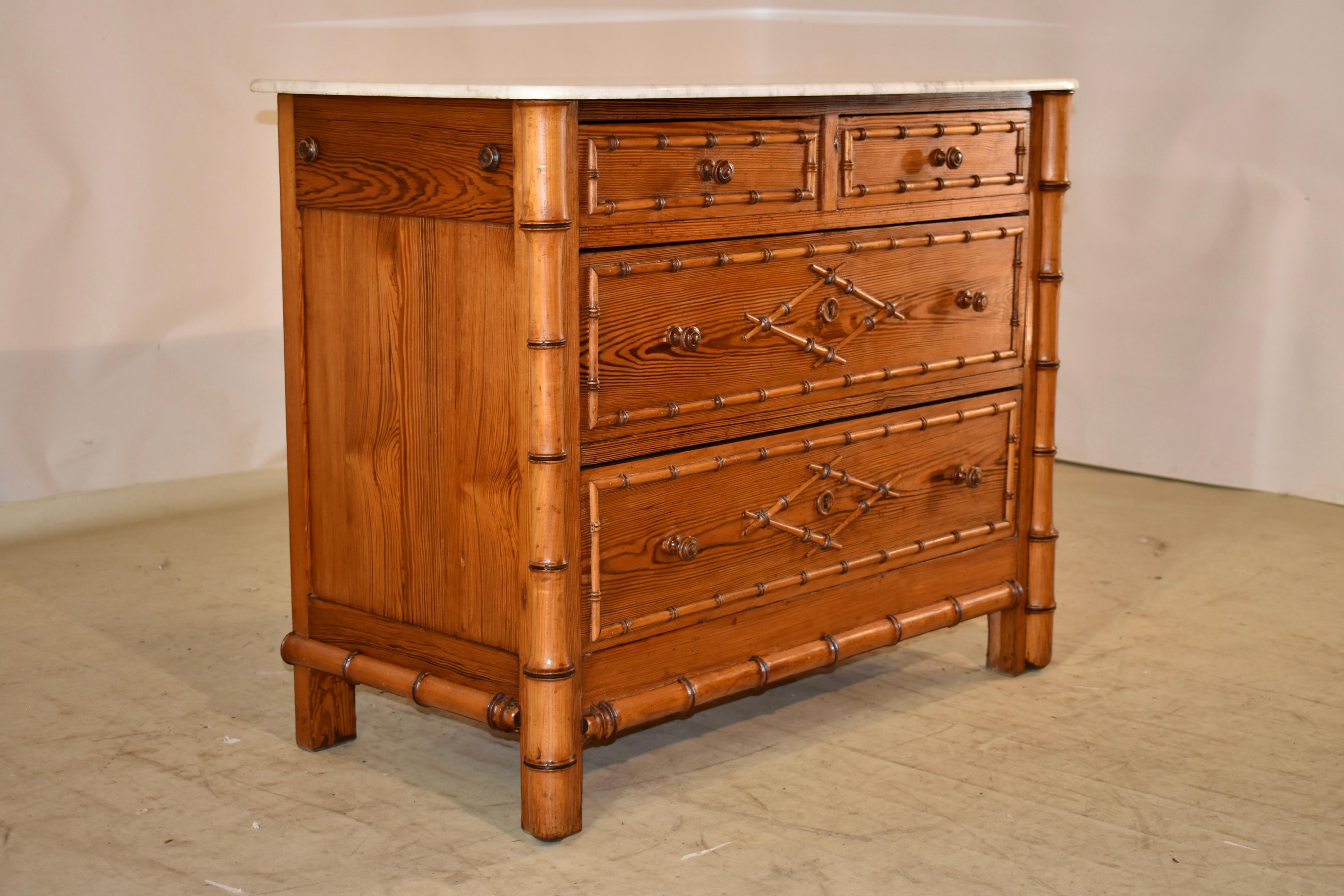 19th Century French Faux Bamboo Chest of Drawers  In Good Condition For Sale In High Point, NC