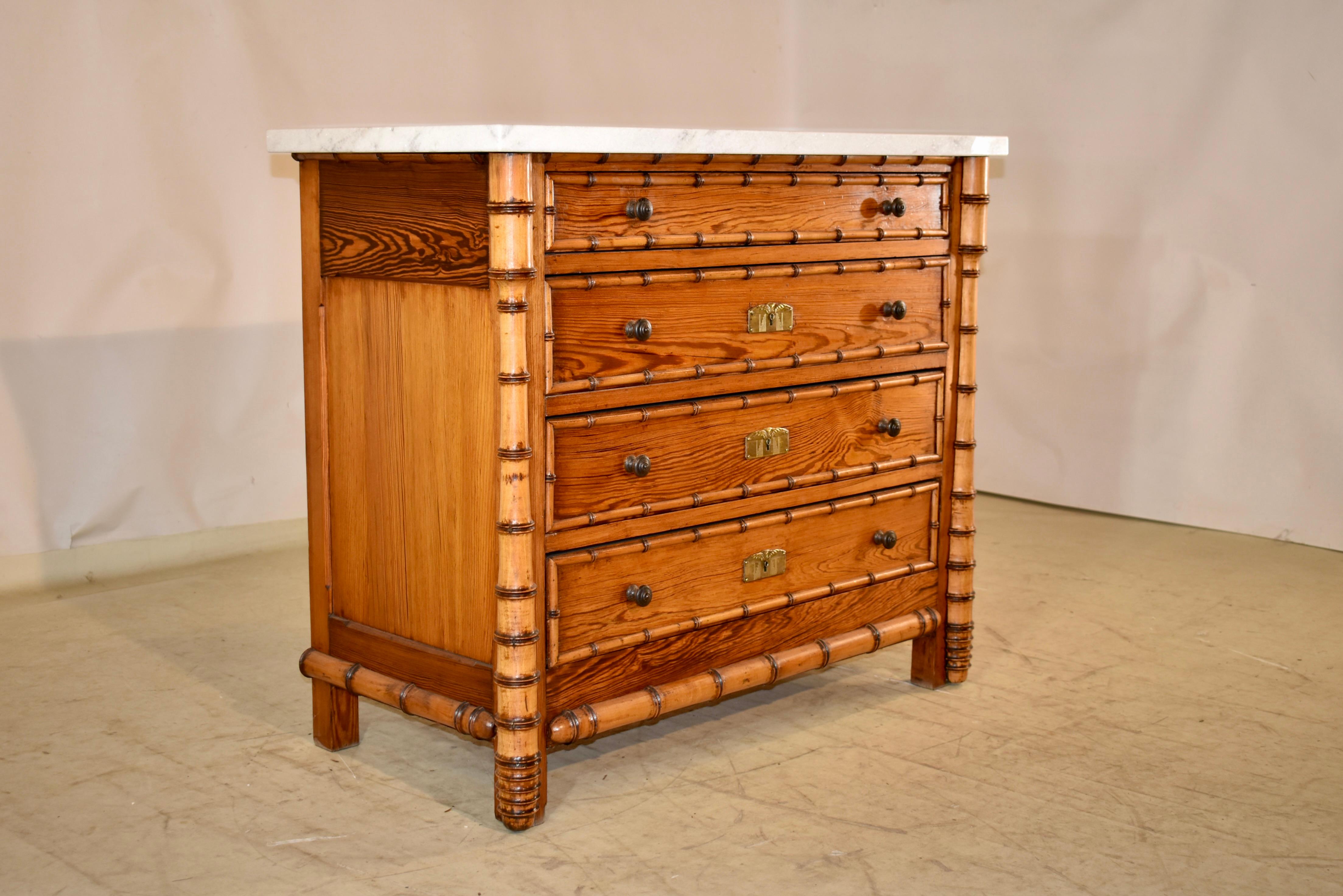 19th Century French Faux Bamboo Chest of Drawers In Good Condition For Sale In High Point, NC