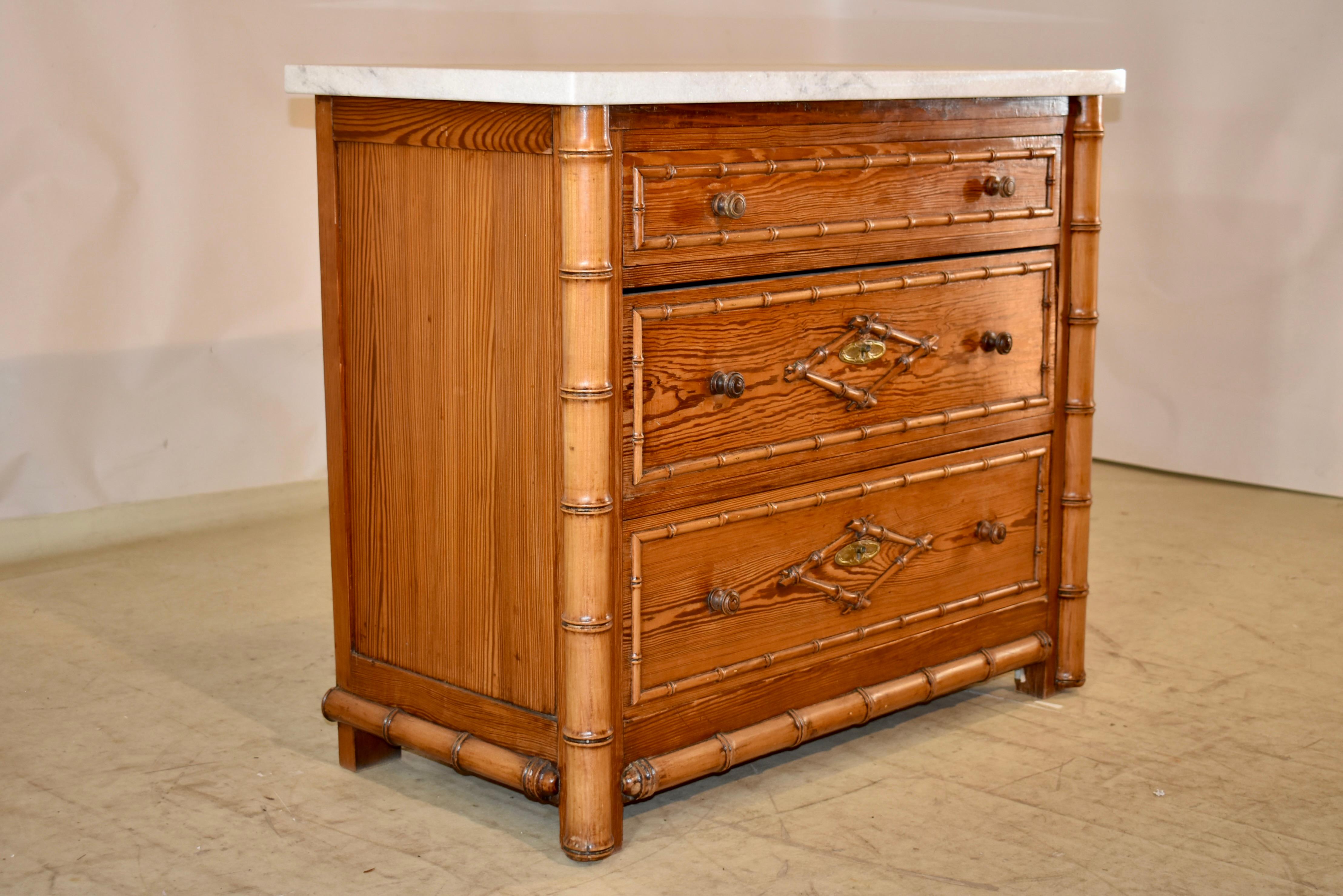 Turned 19th Century French Faux Bamboo Chest of Drawers For Sale