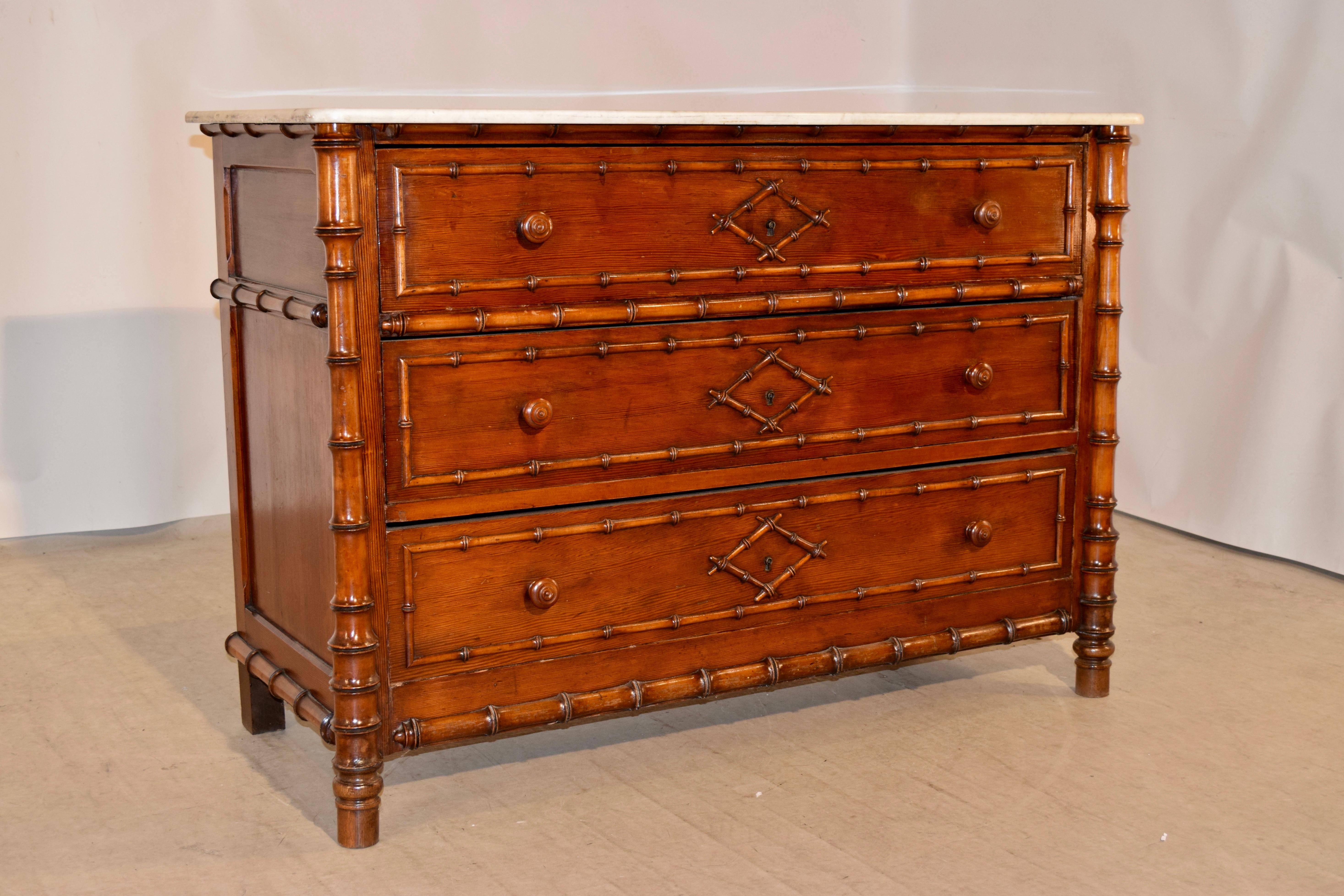 19th Century French Faux Bamboo Chest of Drawers In Good Condition In High Point, NC