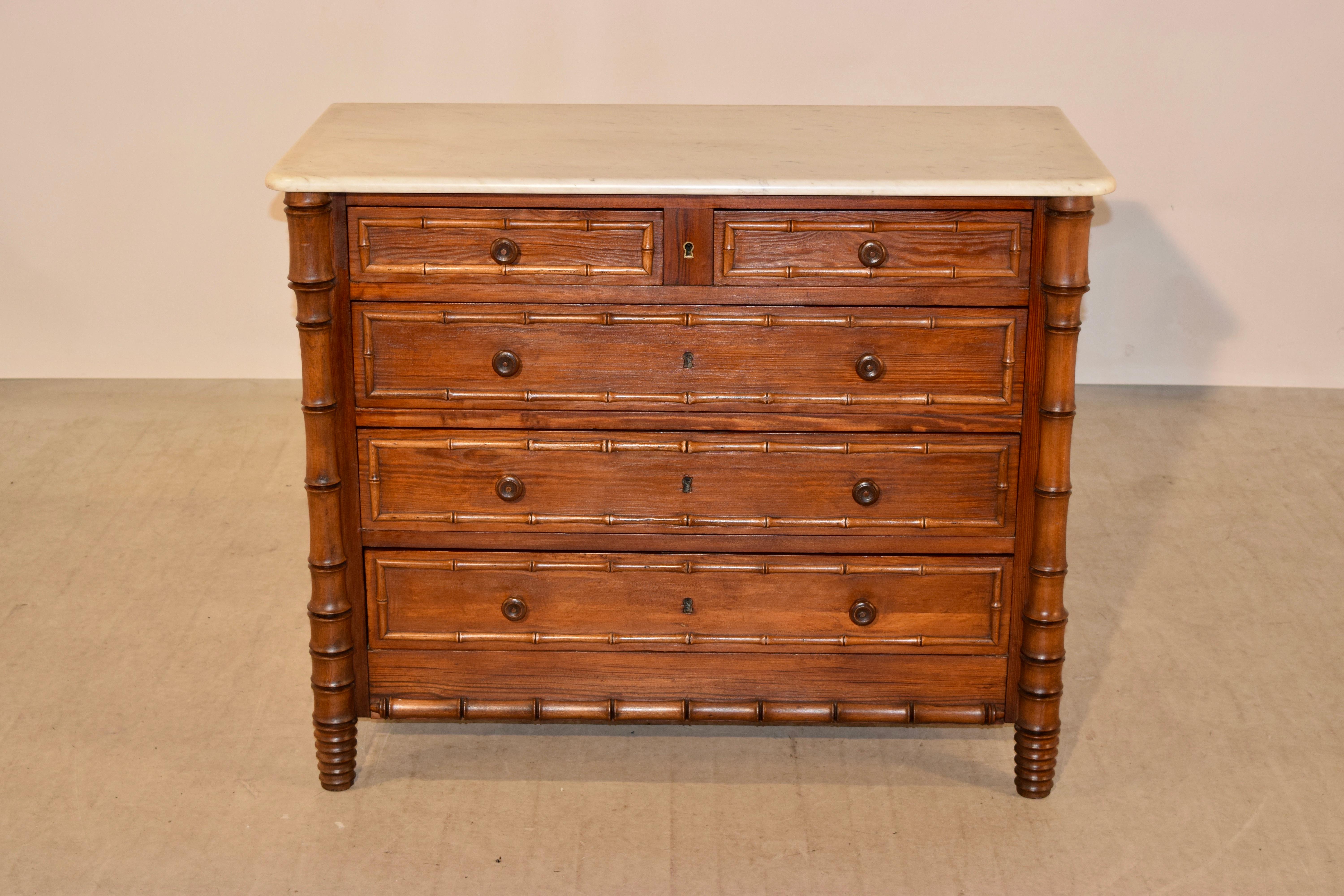19th Century French Faux Bamboo Chest of Drawers In Good Condition In High Point, NC