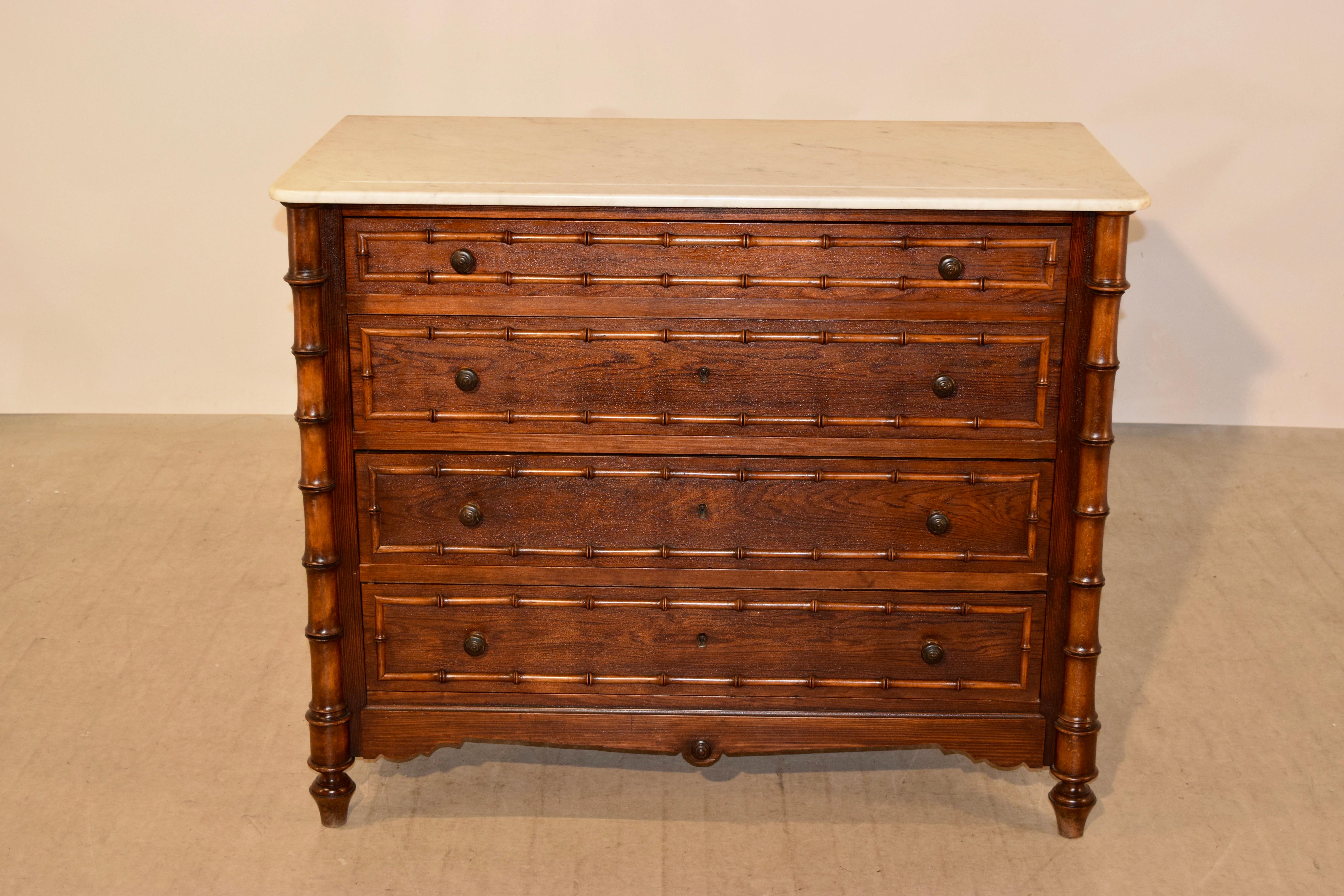 19th Century French Faux Bamboo Chest of Drawers In Good Condition In High Point, NC