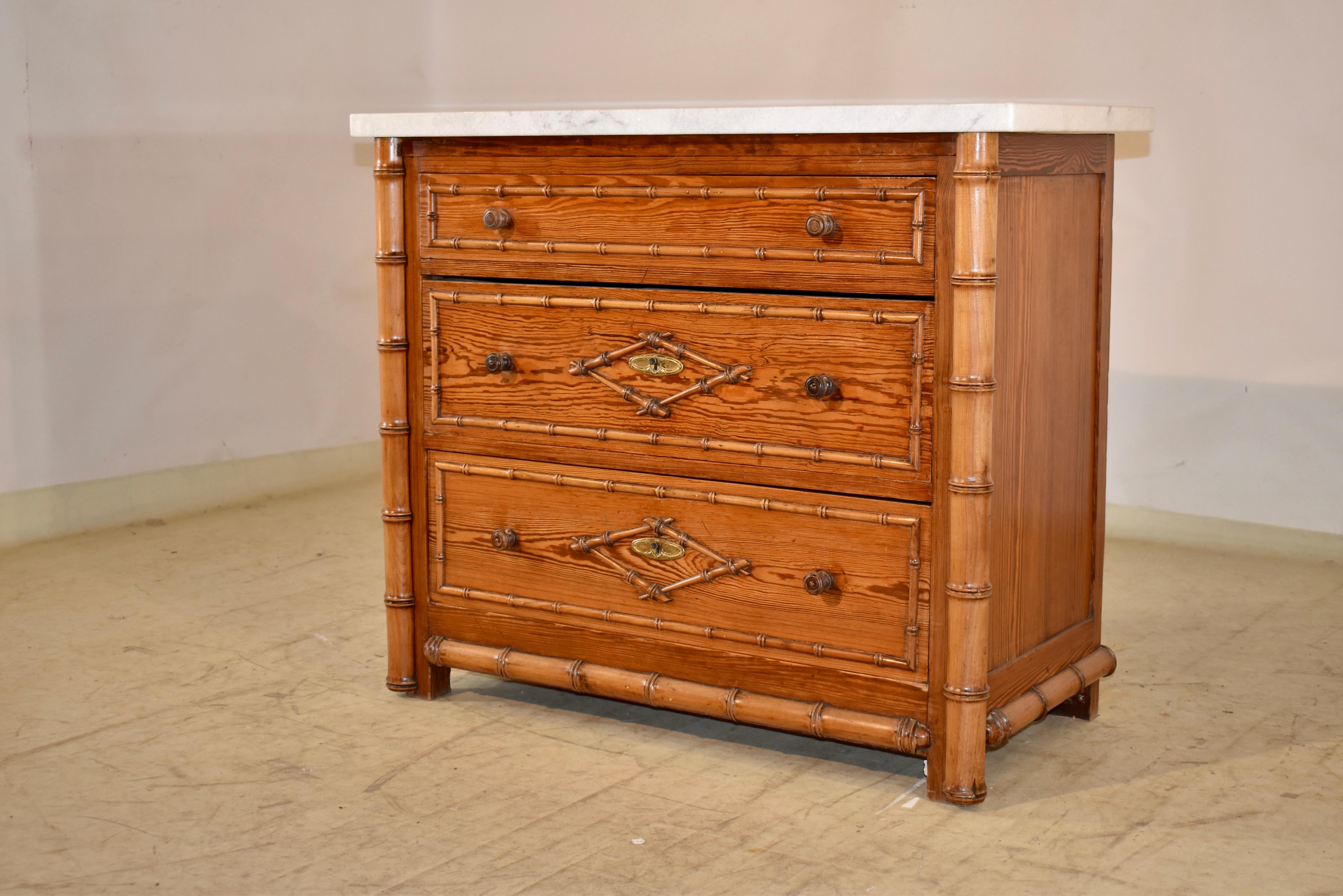 19th Century French Faux Bamboo Chest of Drawers In Good Condition For Sale In High Point, NC