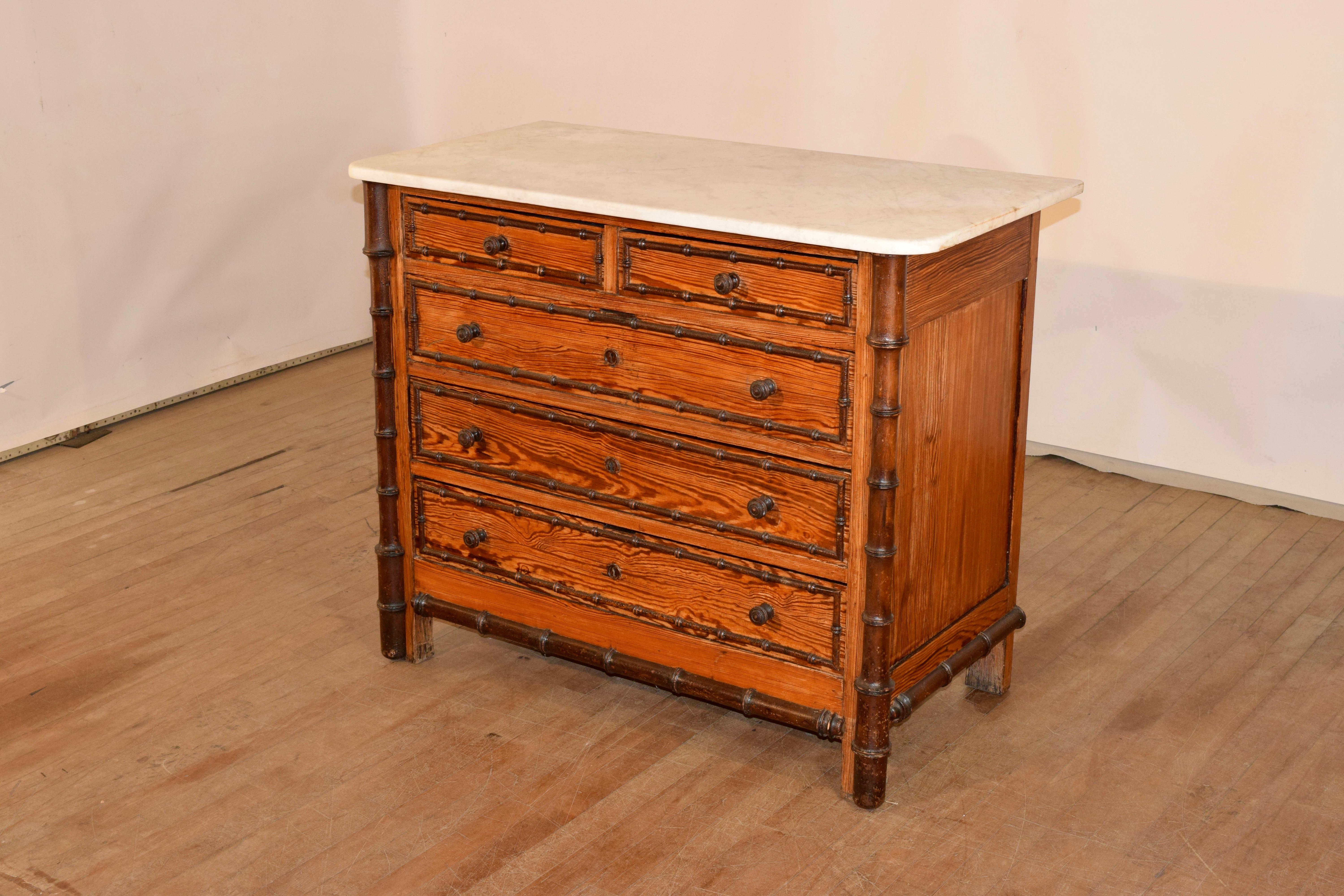 19th Century French Faux Bamboo Chest of Drawers 1