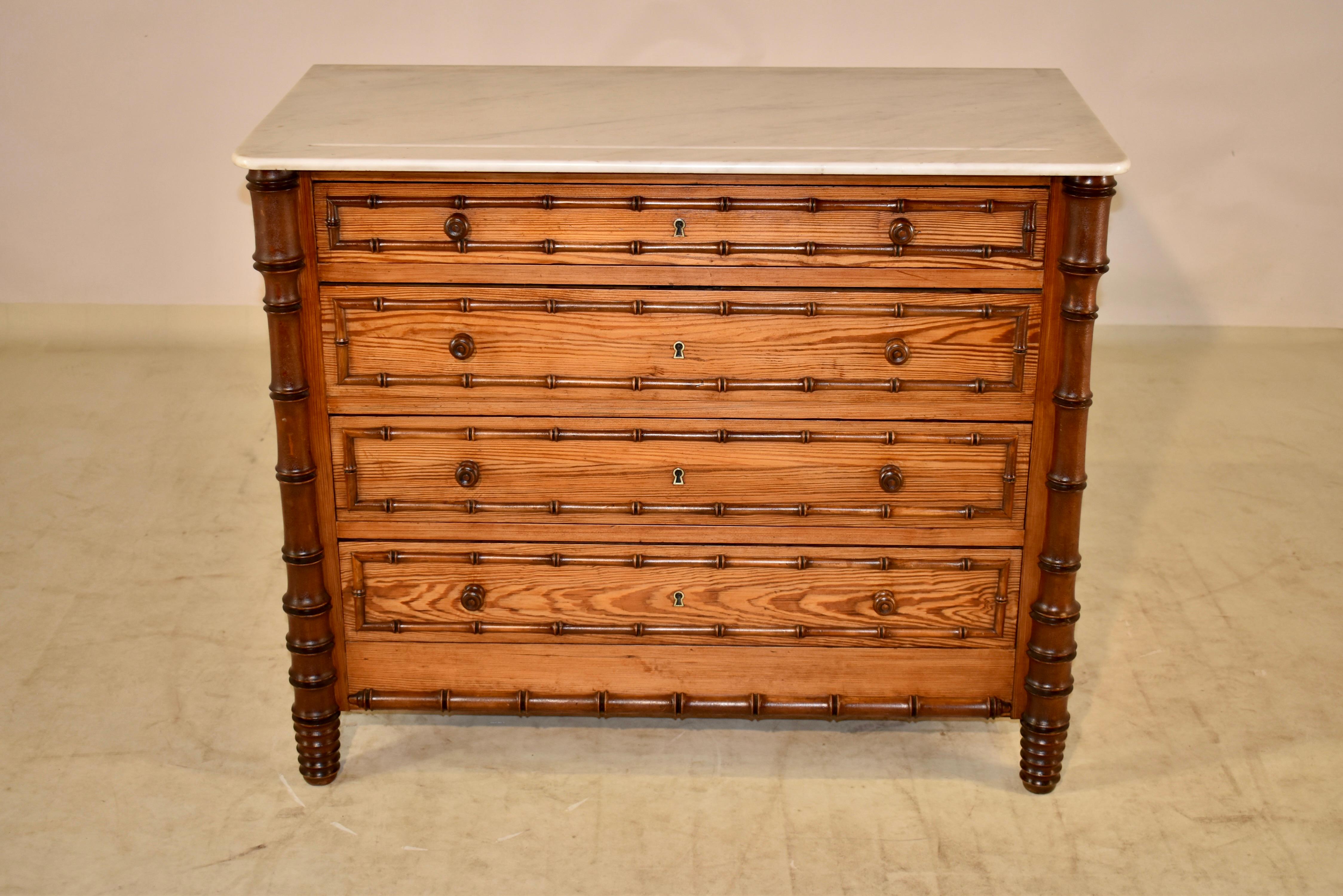 19th Century French Faux Bamboo Chest of Drawers 1