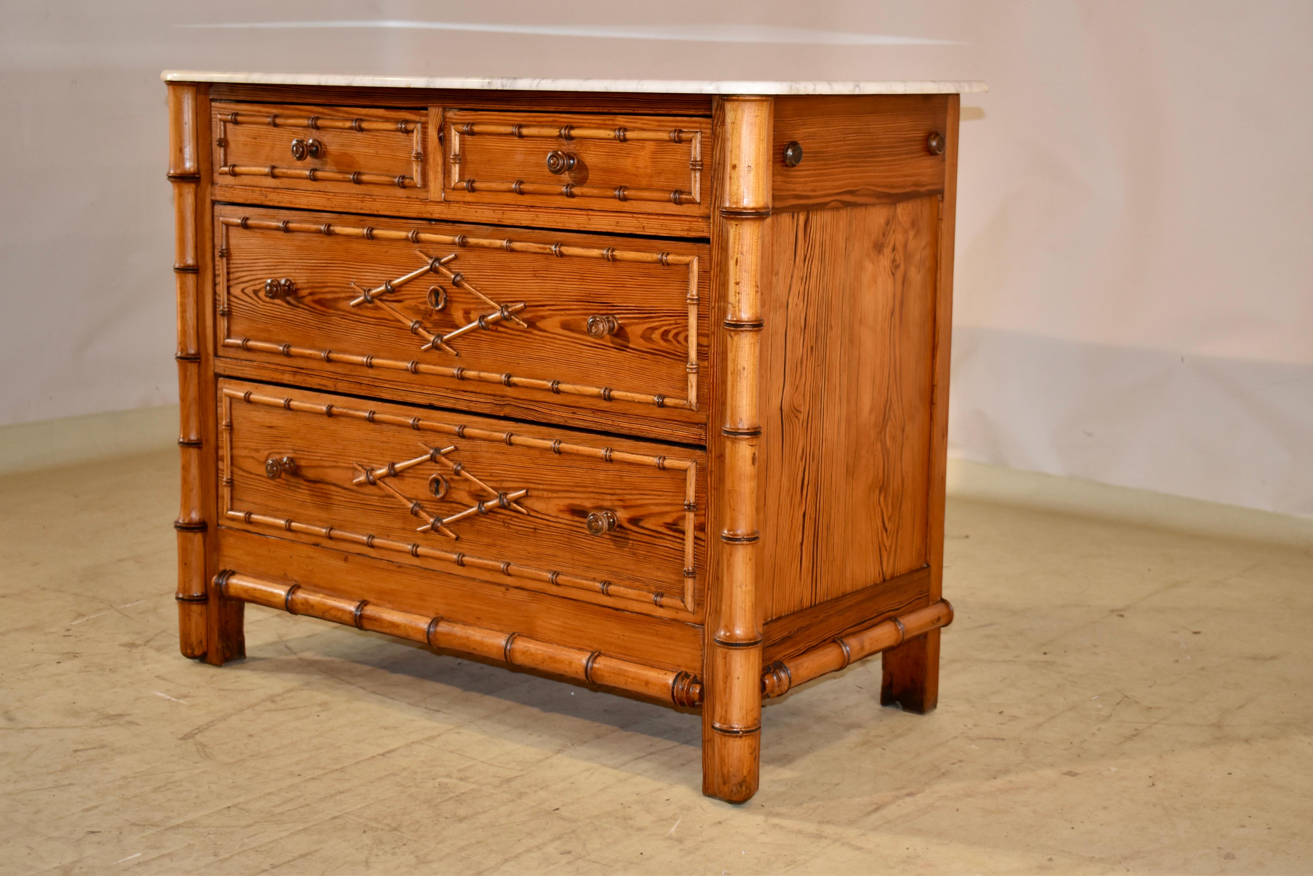 19th Century French Faux Bamboo Chest of Drawers  For Sale 1
