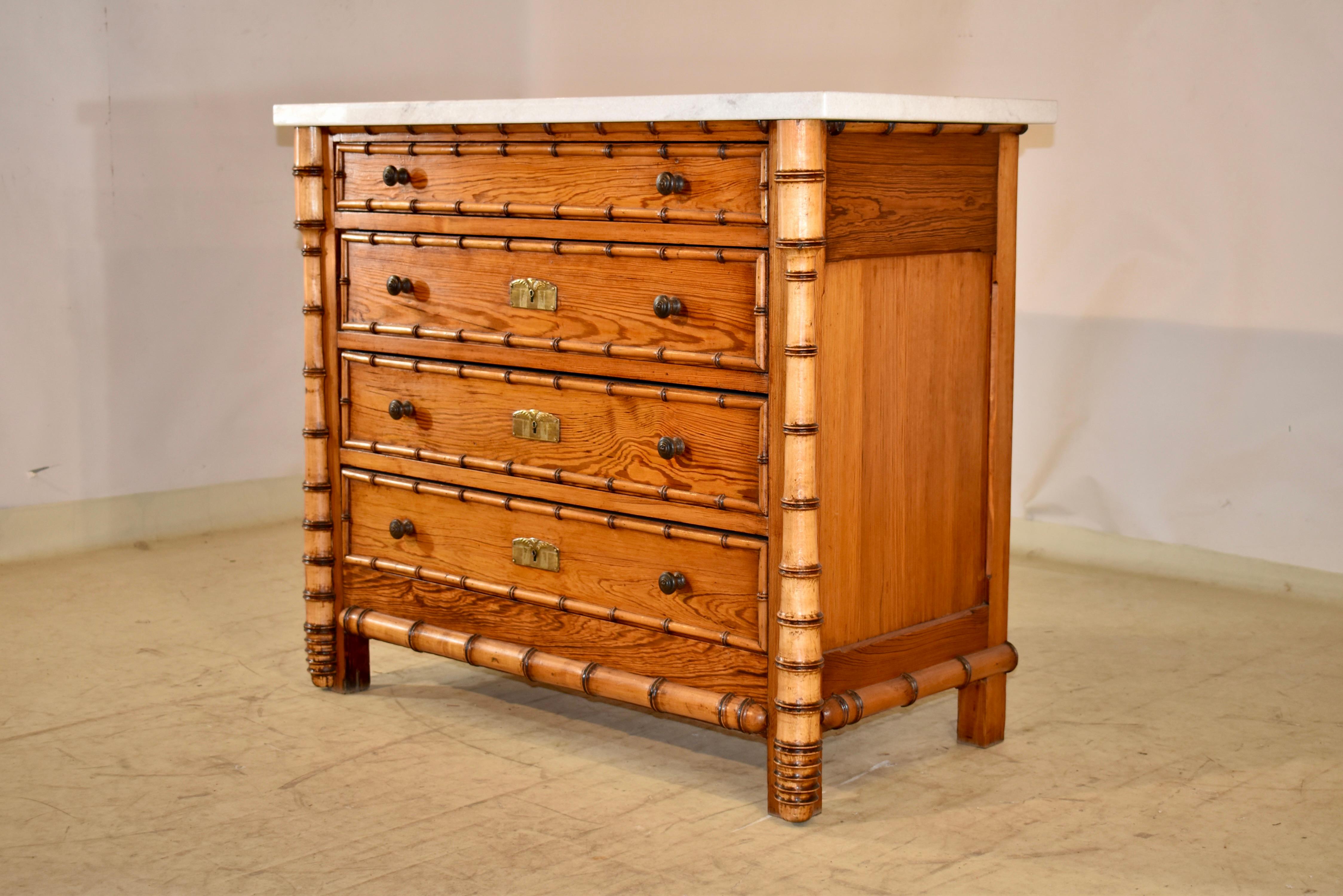 19th Century French Faux Bamboo Chest of Drawers For Sale 1