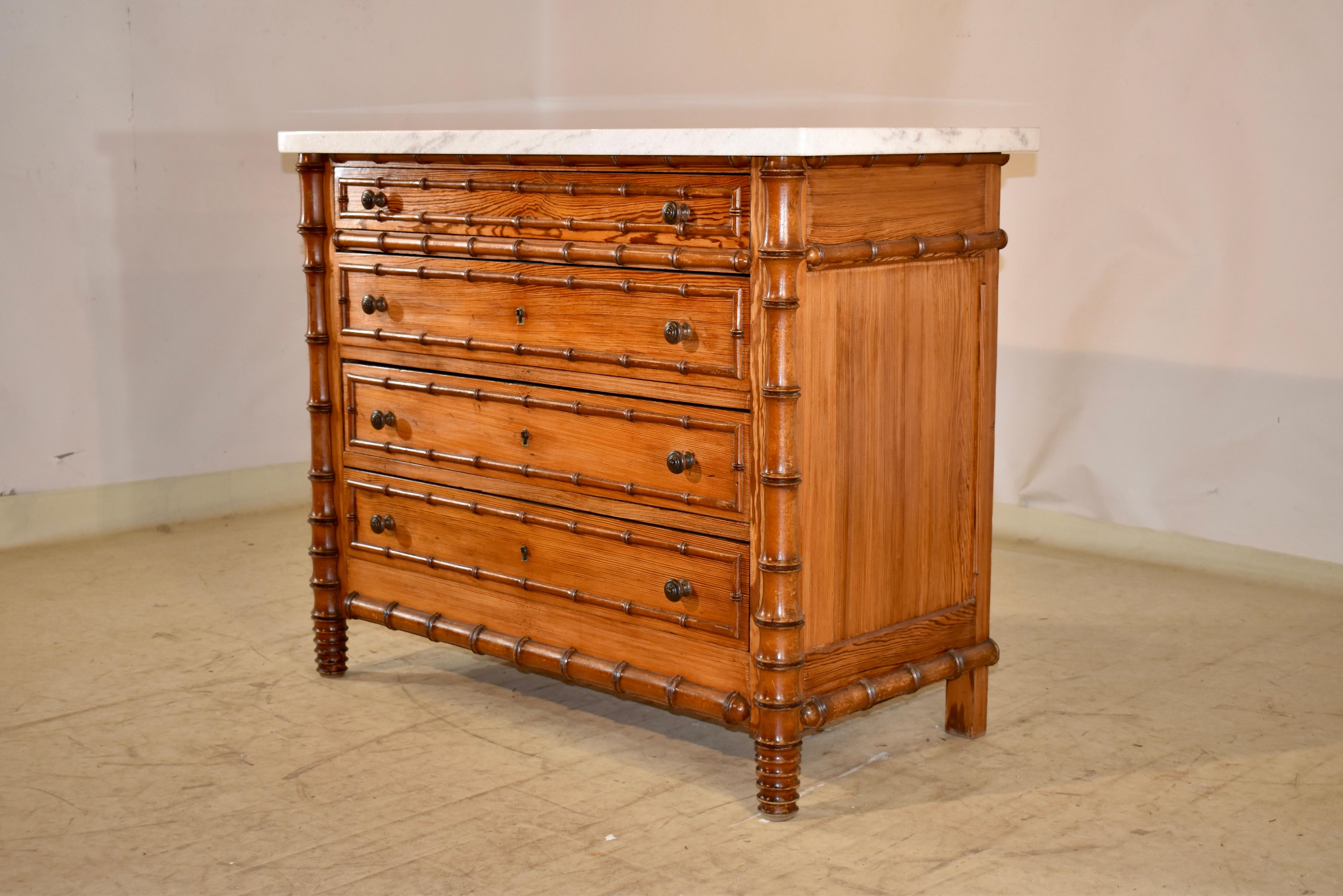 19th Century French Faux Bamboo Chest of Drawers For Sale 1