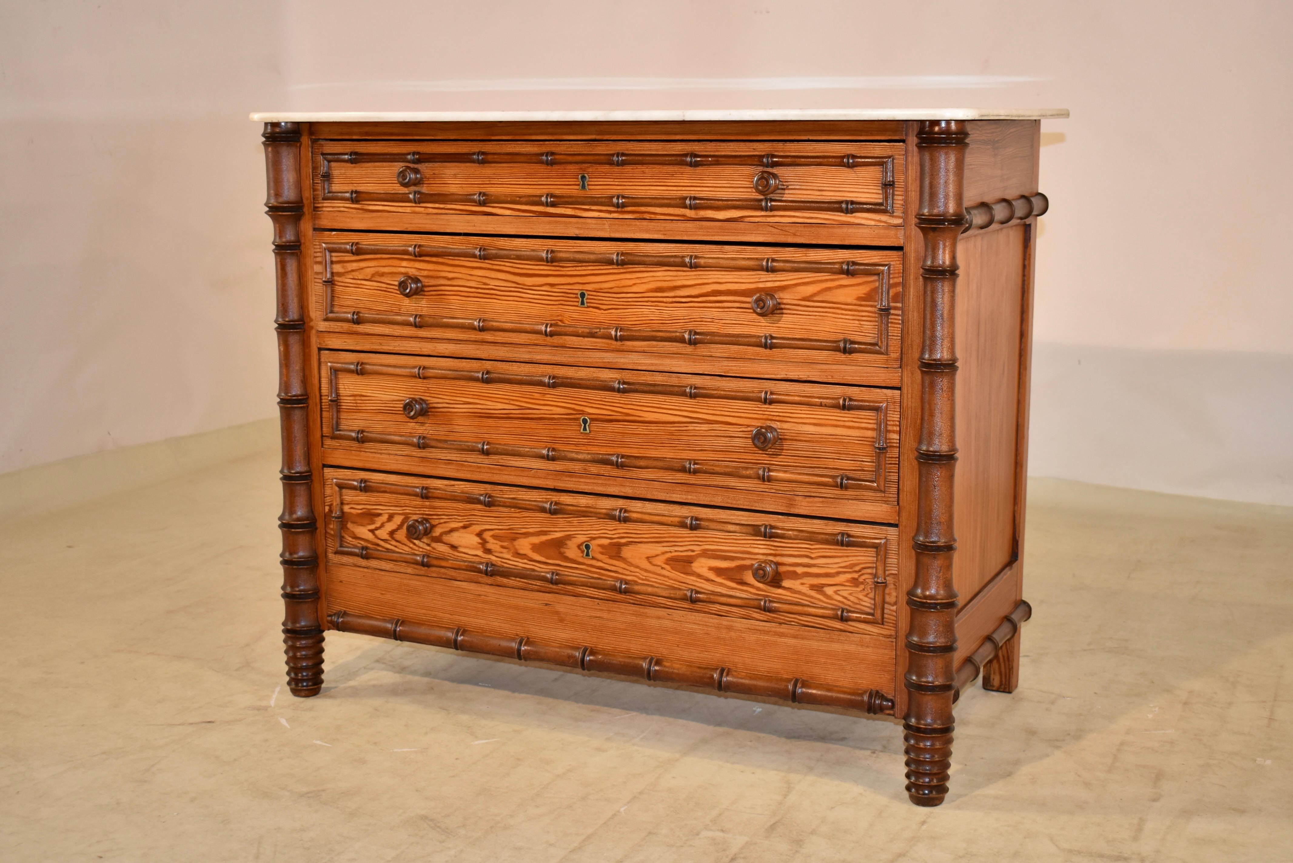 19th Century French Faux Bamboo Chest of Drawers 2