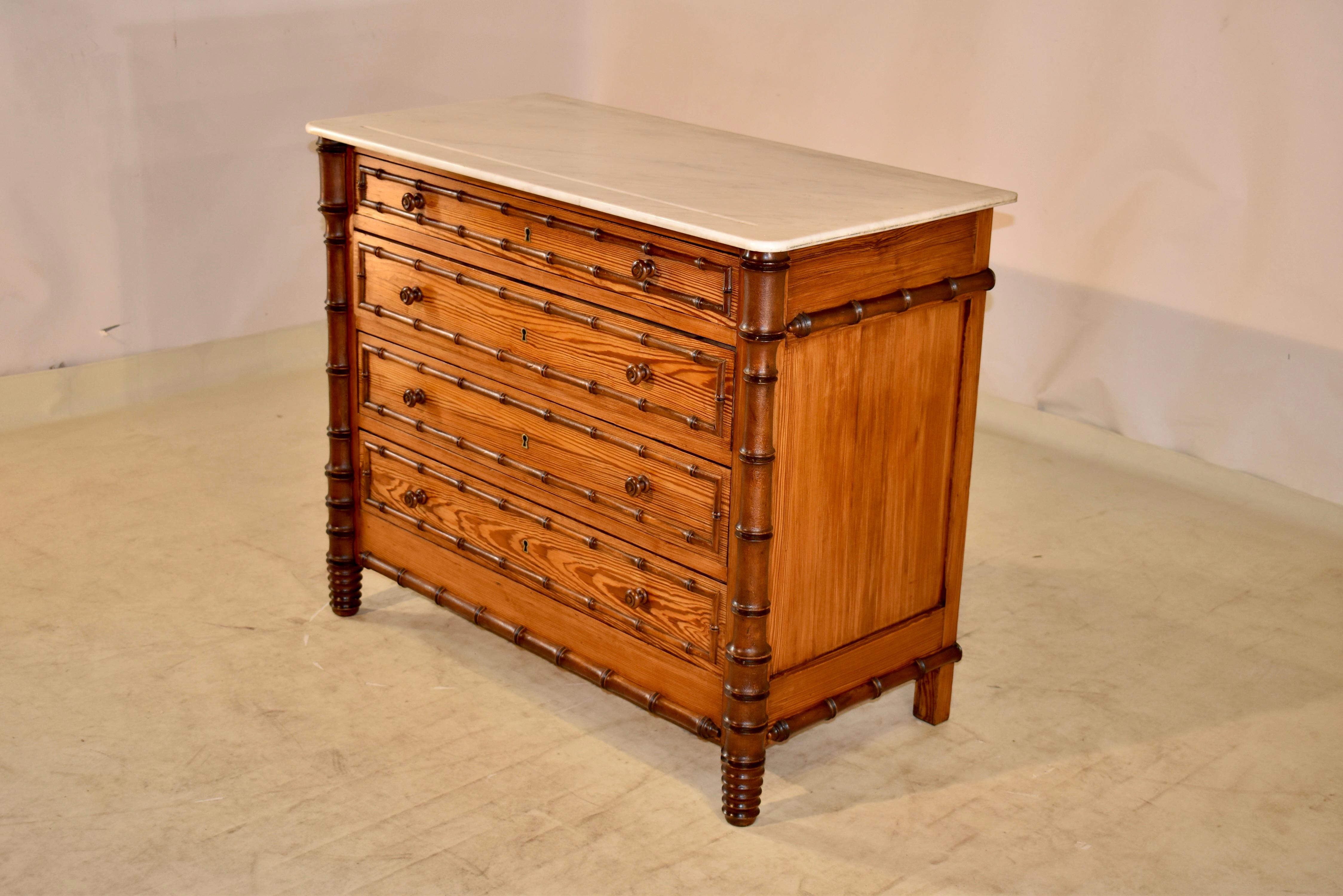 19th Century French Faux Bamboo Chest of Drawers 3