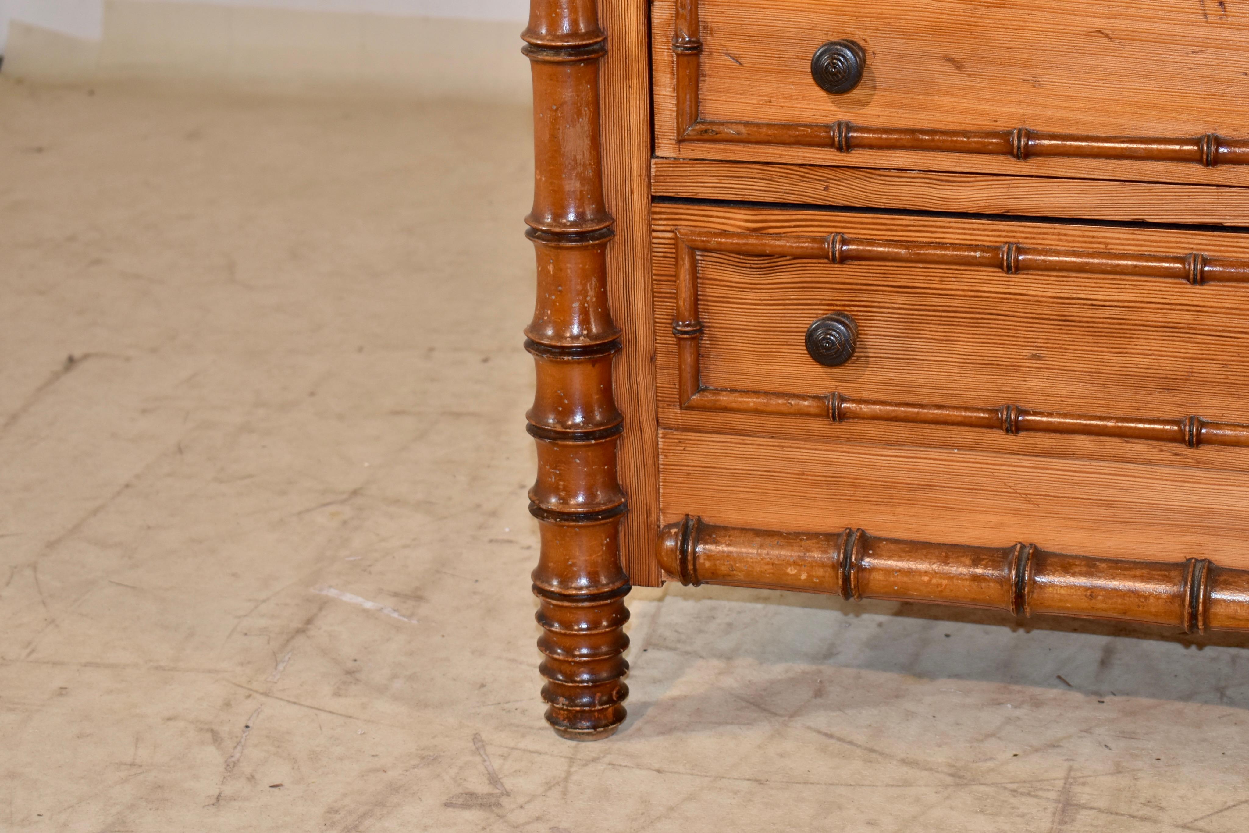 19th Century French Faux Bamboo Chest of Drawers For Sale 3