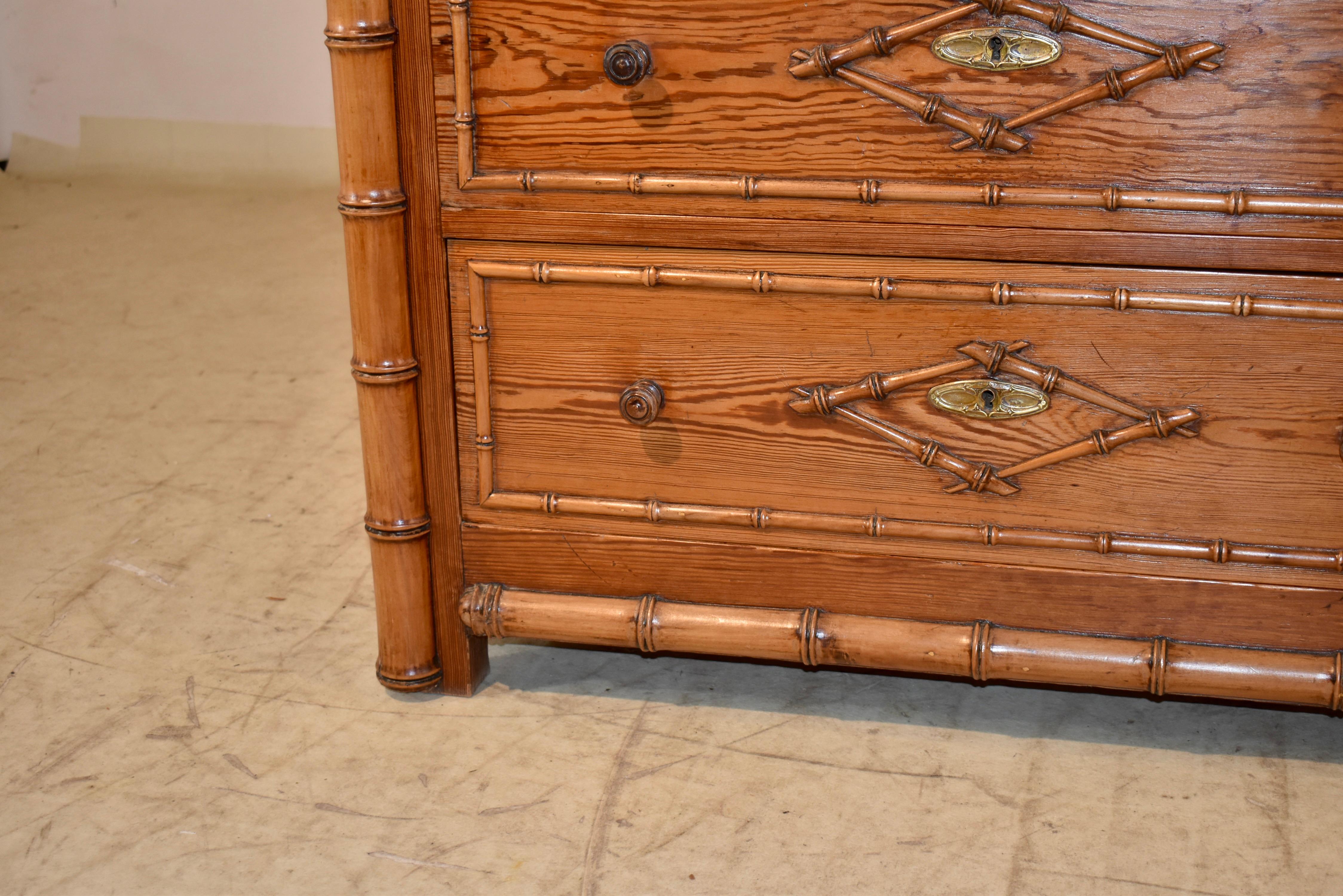 19th Century French Faux Bamboo Chest of Drawers For Sale 2