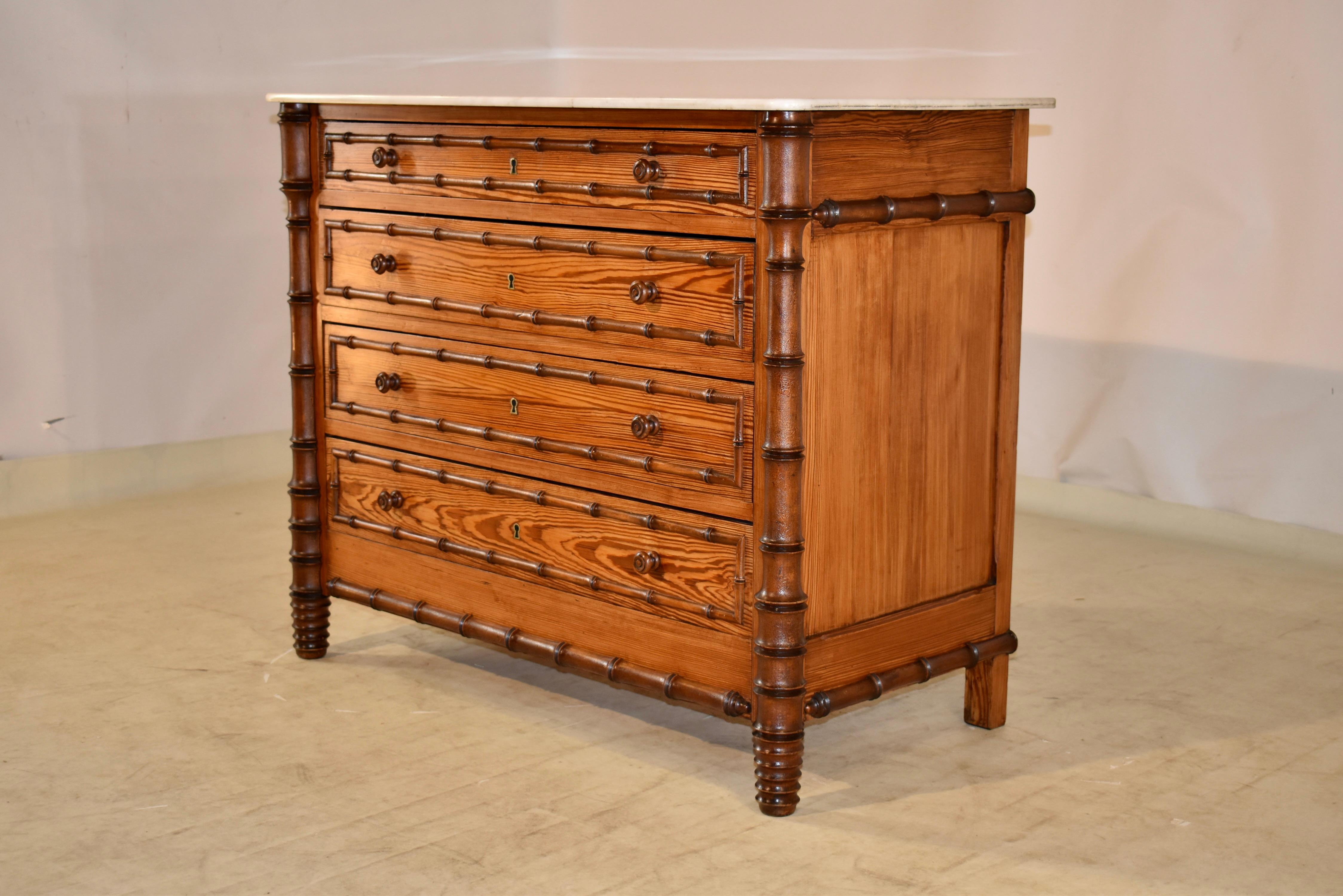 19th Century French Faux Bamboo Chest of Drawers 4