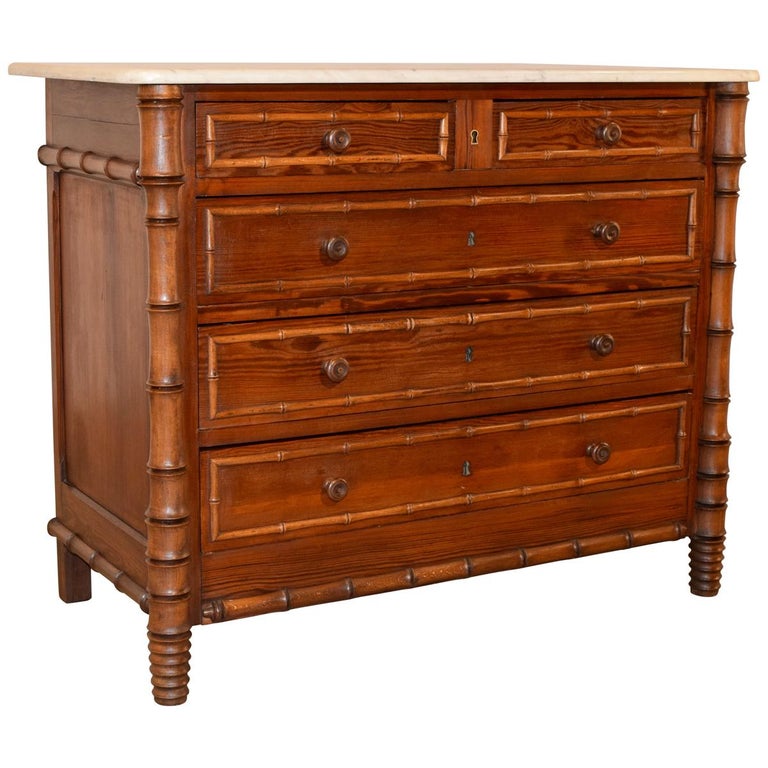 19th Century French Faux Bamboo Chest of Drawers at 1stDibs