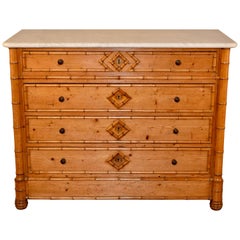 Antique 19th Century French Faux Bamboo Chest of Drawers