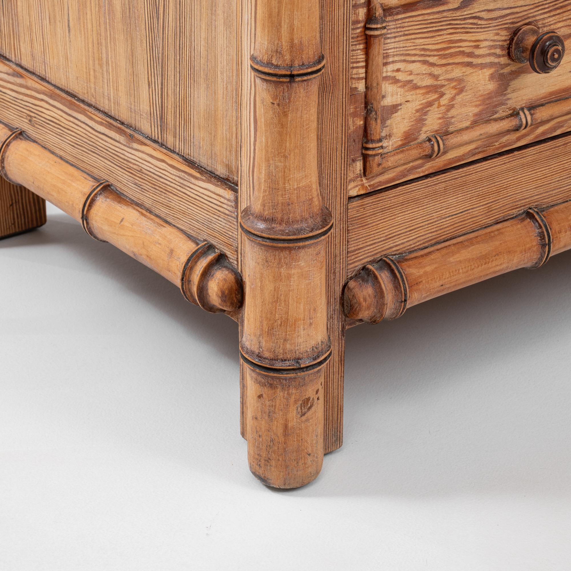 19th Century French Faux Bamboo Chest Of Drawers With Marble Top & Mirror 7