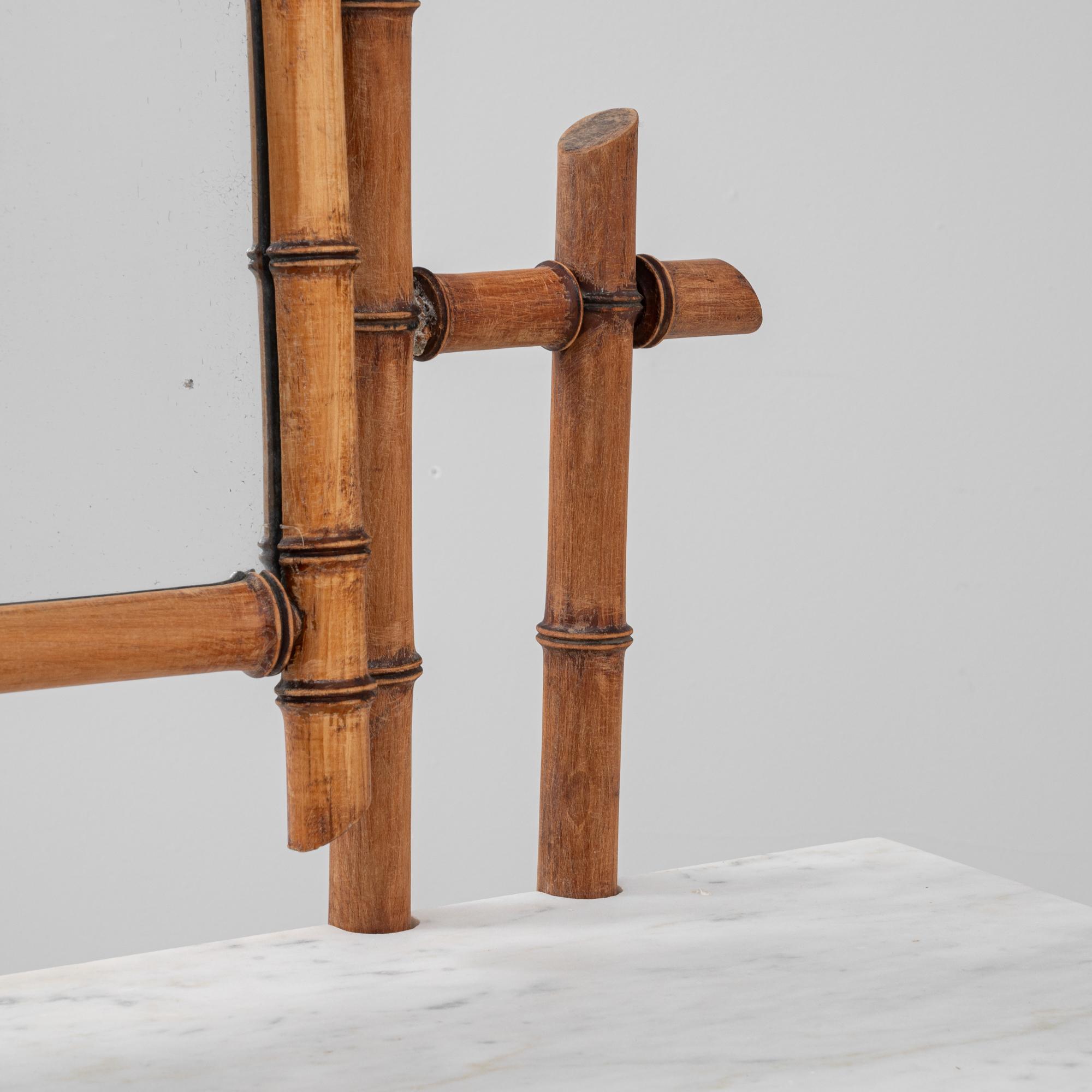 19th Century French Faux Bamboo Chest Of Drawers With Marble Top & Mirror 10