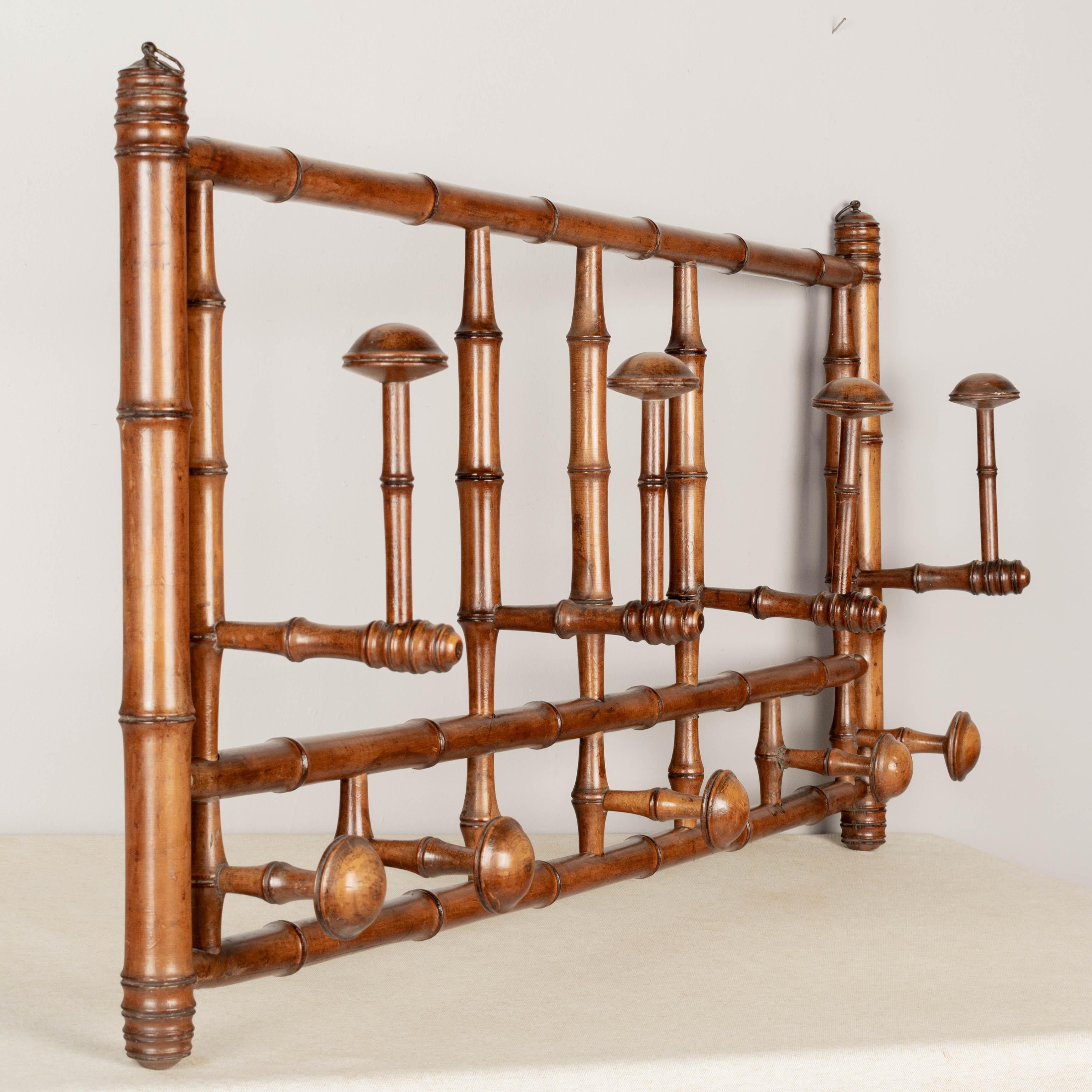 Hand-Crafted 19th Century French Faux Bamboo Coat Rack
